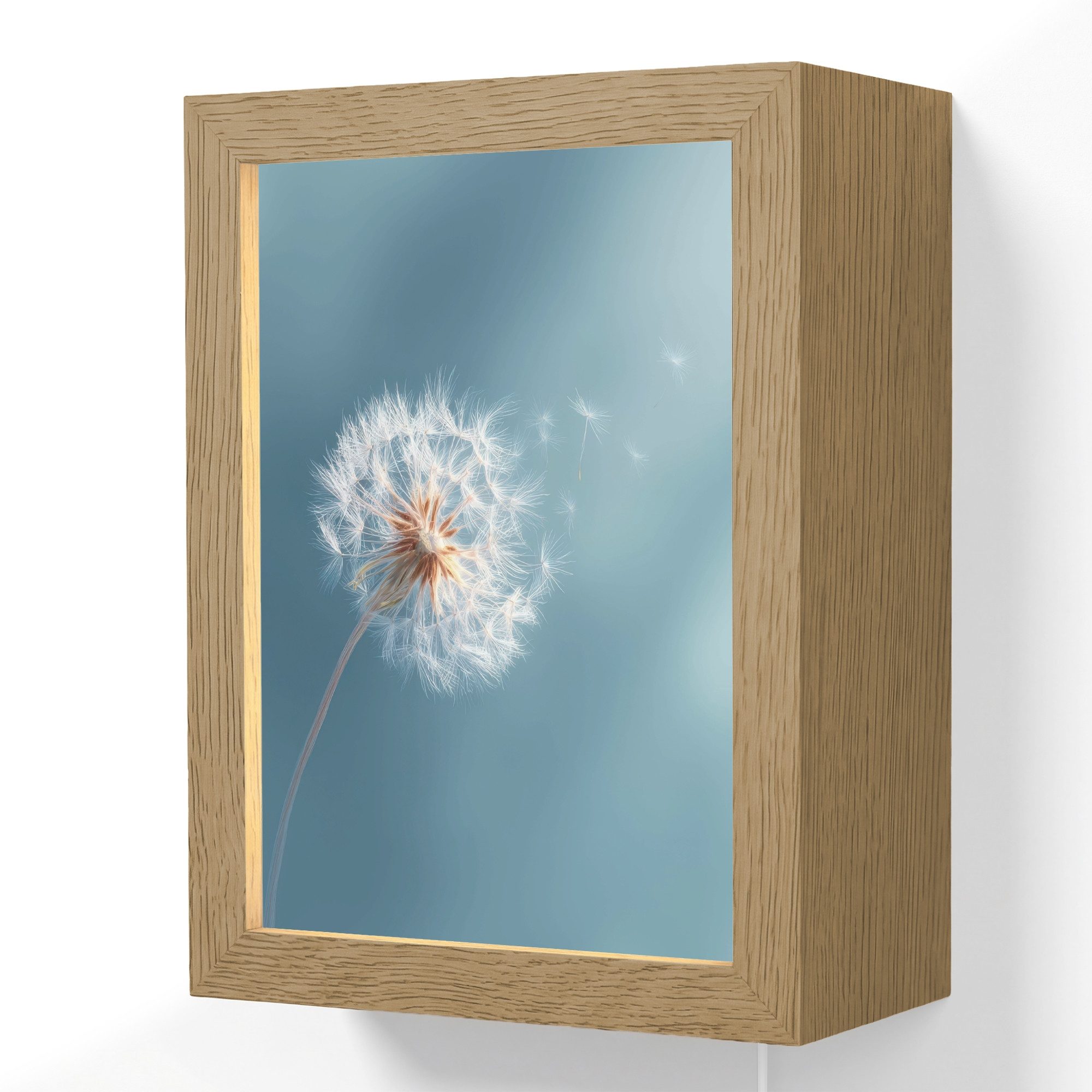 OnlyWow Wandleuchte Lightframe Löwenzahn - Wind - Blau, Dimmbar, Farbwechsel, LED, Warmweiß, Kaltweiß, Neutralweiß Einstellbar, Wandlampe Innen, Dimmbar, mit Kabel, LED, Beleuchtung, Wohnzimmer