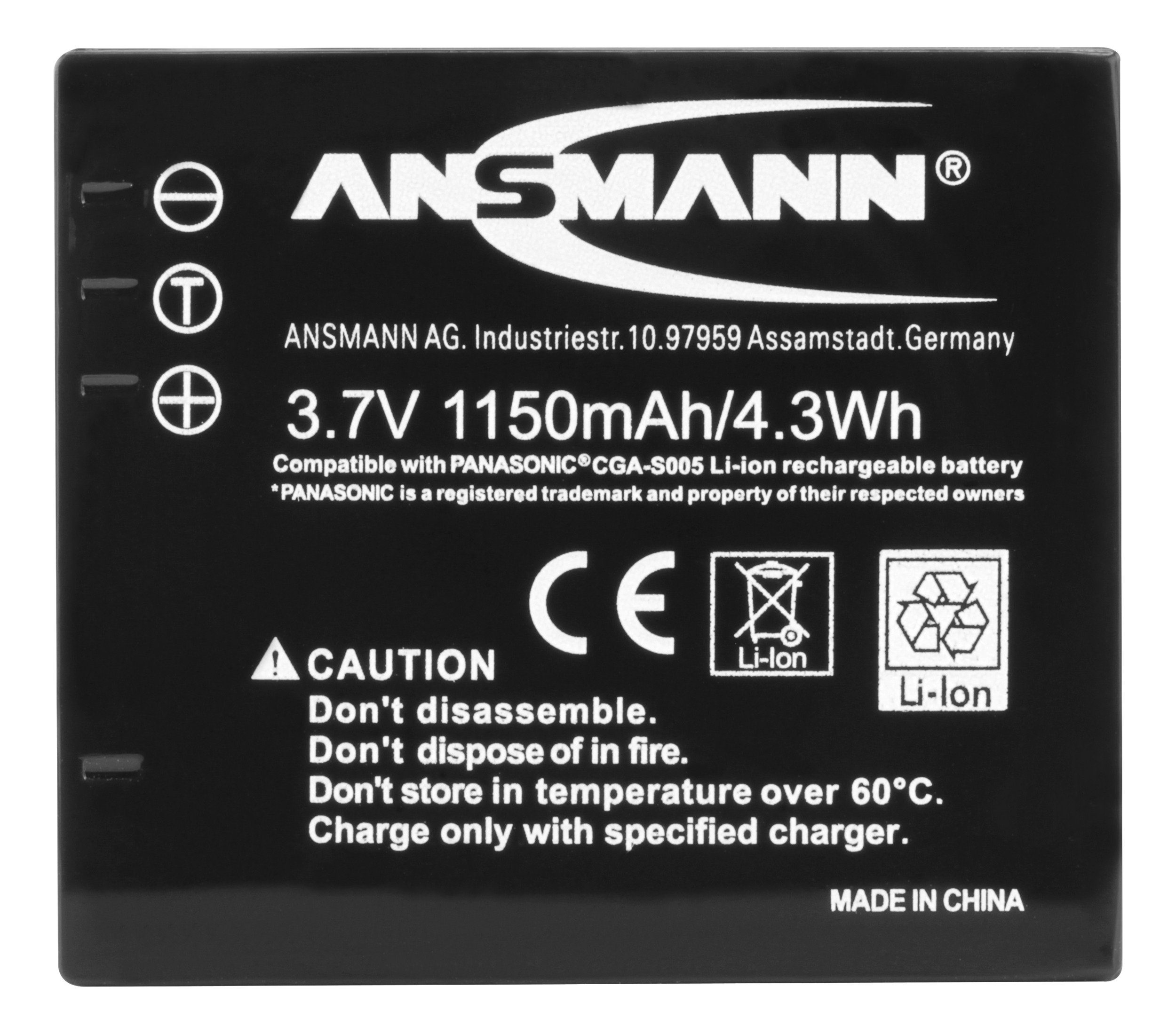 ANSMANN AG Li-Ion Akku A-Pan CGA S005 3,7V, 1020 mAh, Leistungsstarke Batterie Akku 1020 mAh (3.7 V)