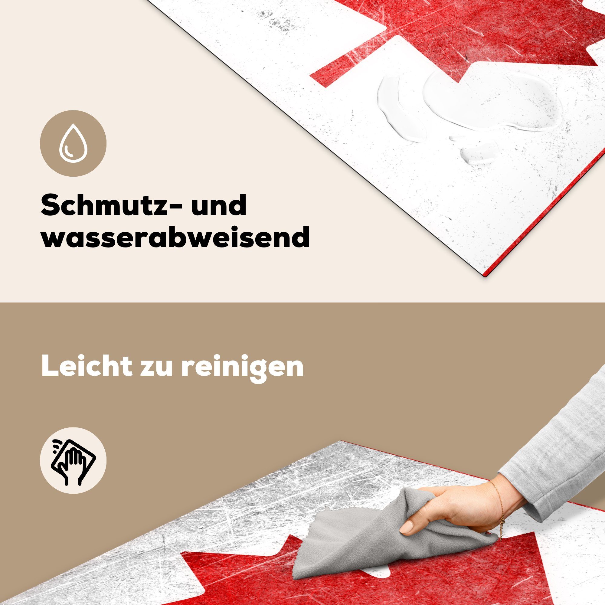 MuchoWow auf tlg), küche (1 für von Flagge cm, Arbeitsplatte 78x78 Kanada Ceranfeldabdeckung, Herdblende-/Abdeckplatte Vinyl, Edelstahl,