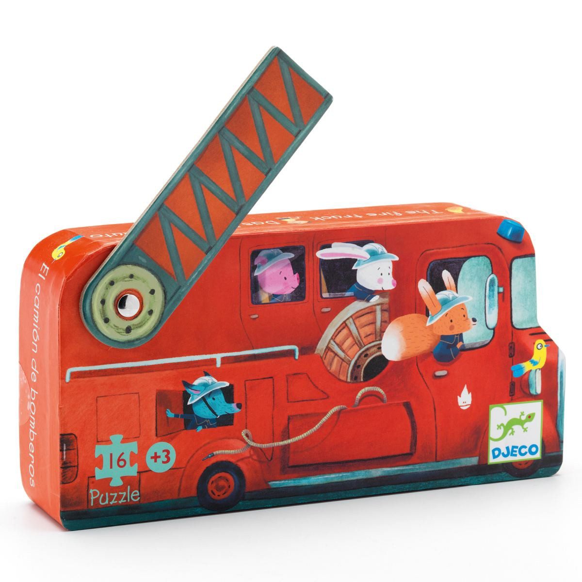 DJECO Пазлы mit Feuerwehrauto Illustration 16 Teile für Kinder ab 3 Jahren, 16 Пазлыteile