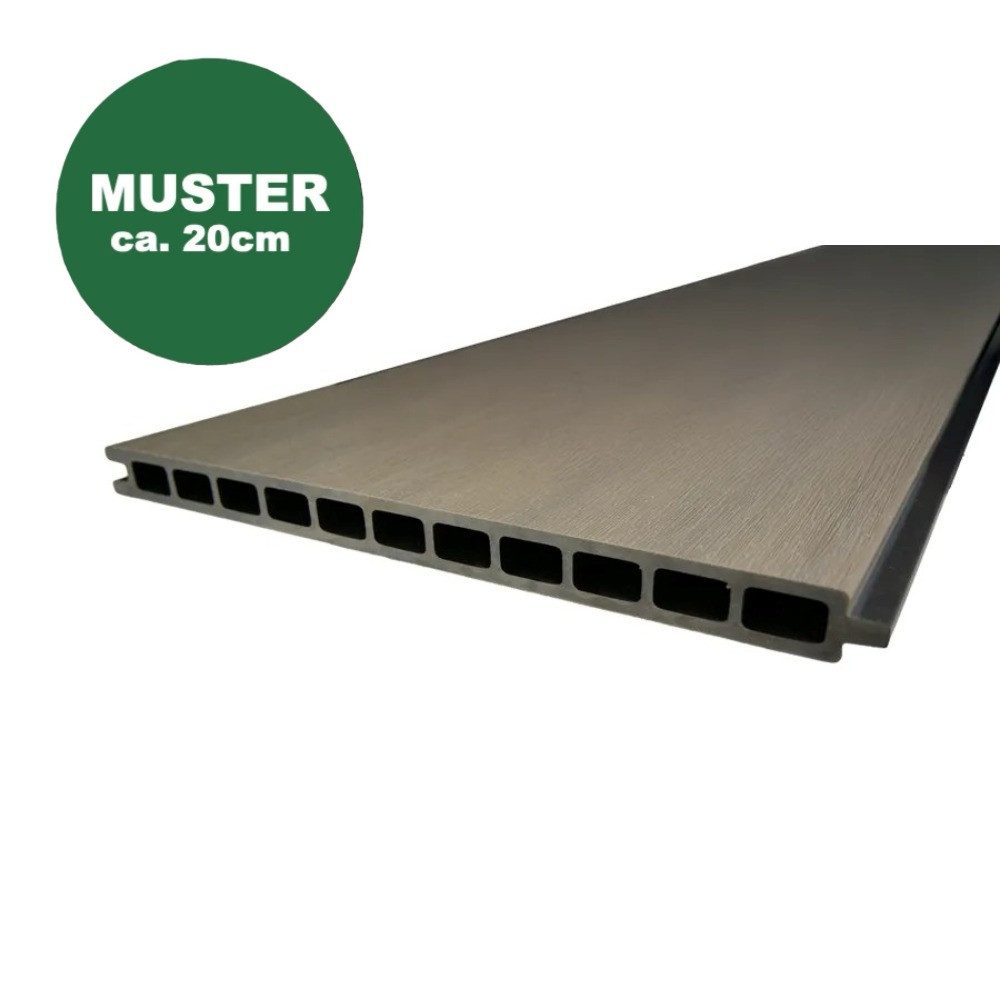 Woodstore24 Zaun Komplettset XXXL Premium coex. WPC Zaun zum einbetonieren grau meliert, (Sichtschutz - 1,79 m Breite, 1,73 m Höhe, 2 cm Stärke, Lamellenzaun Komplettset inkl. Pfosten, Start- und Endprofil), Stecksystem aus recyceltem Kunststoff & Holzfasern, grau meliert