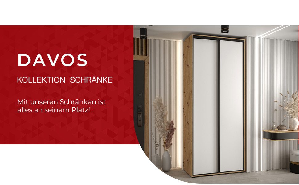 ABIKS MÖBEL Schwebetürenschrank Davos 1 Schlafzimmerschrank - Schiebetüren, Kleiderstange, Regalen – Bild 5 von 5