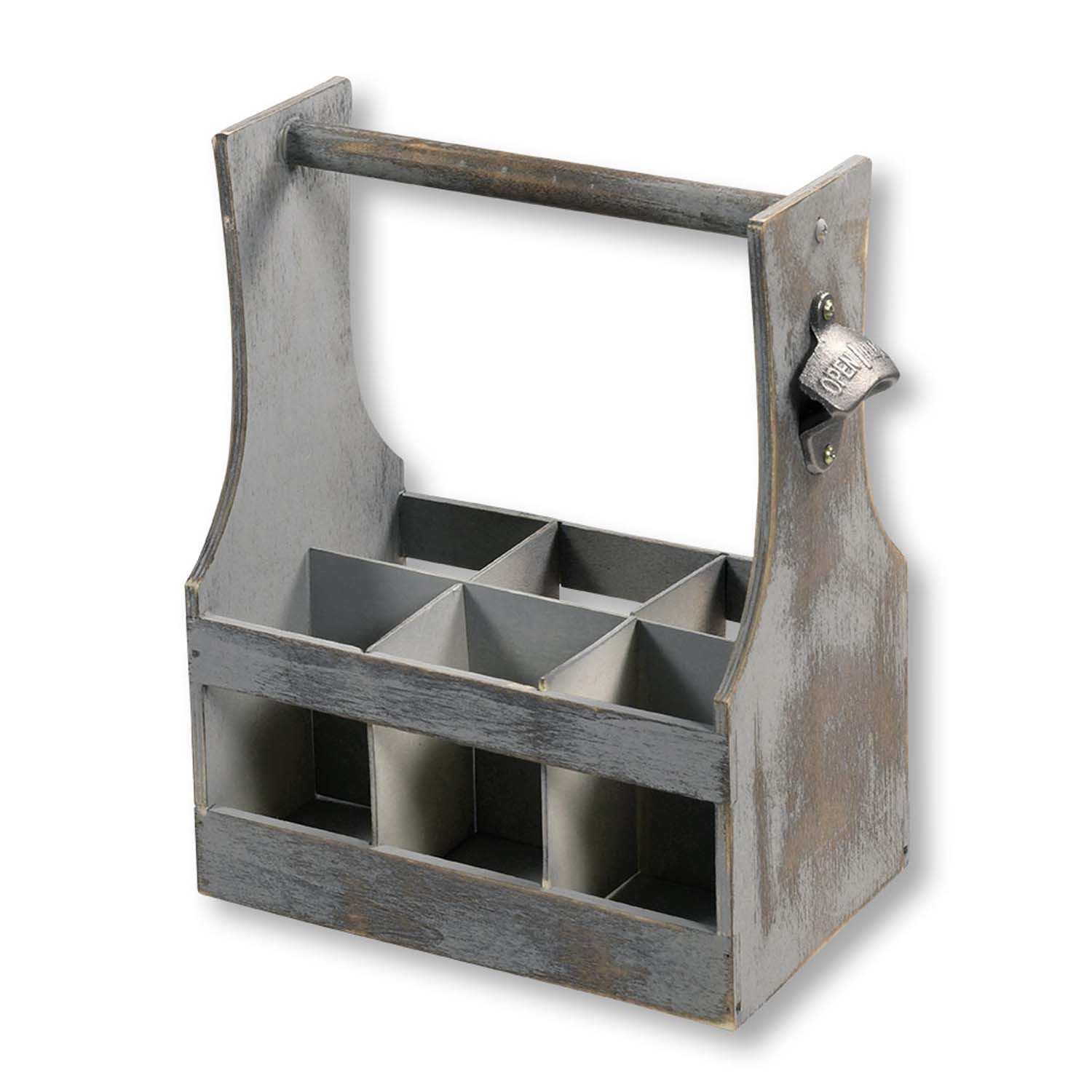 Kesper Flaschenträger 4er Set Flaschenträger mit Flaschenöffner - Vintage grau (4-St), inkl. Flaschenöffner