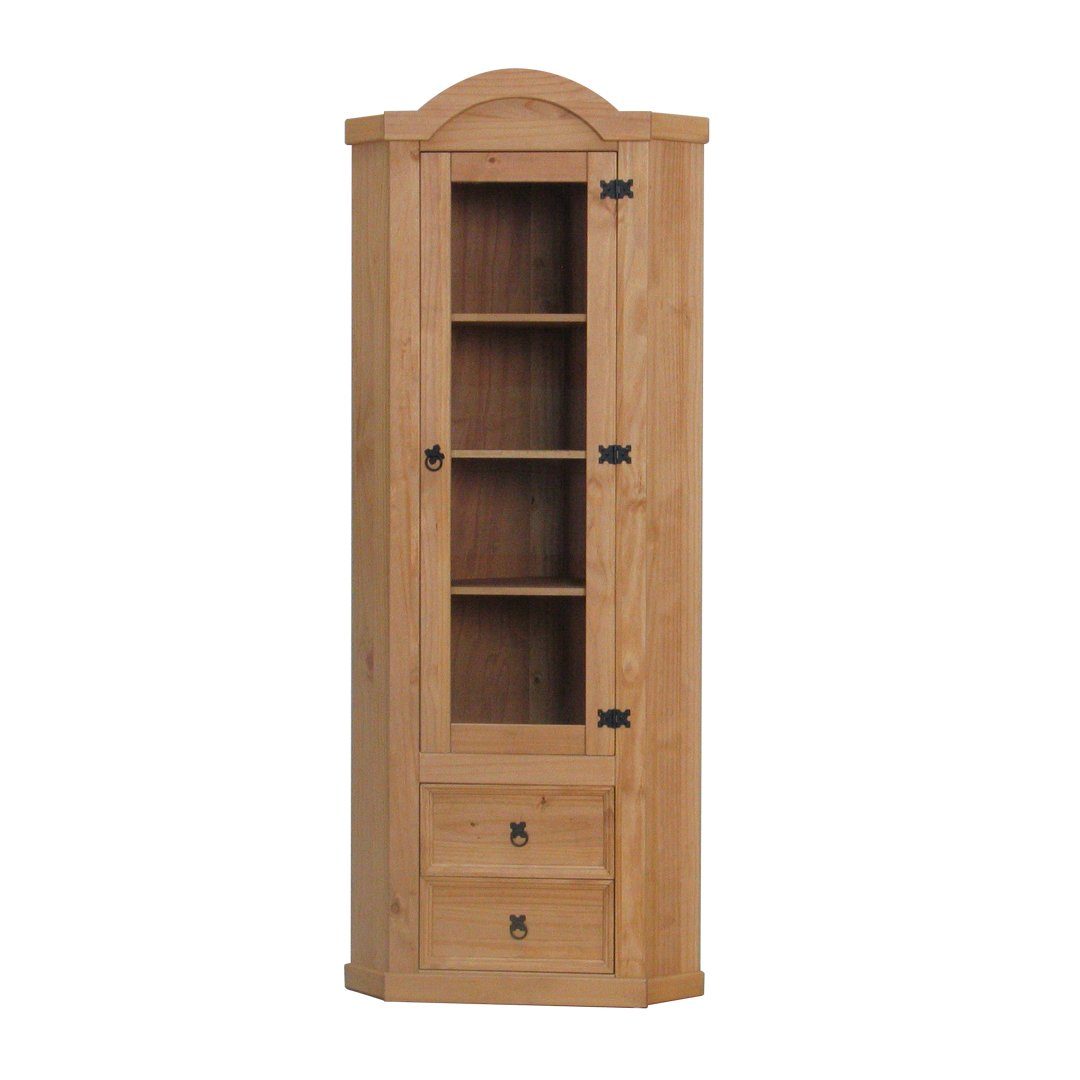 ebuy24 Vitrine New Mexico Eckschrank mit 1 Glastür und 2 Schublad Holz