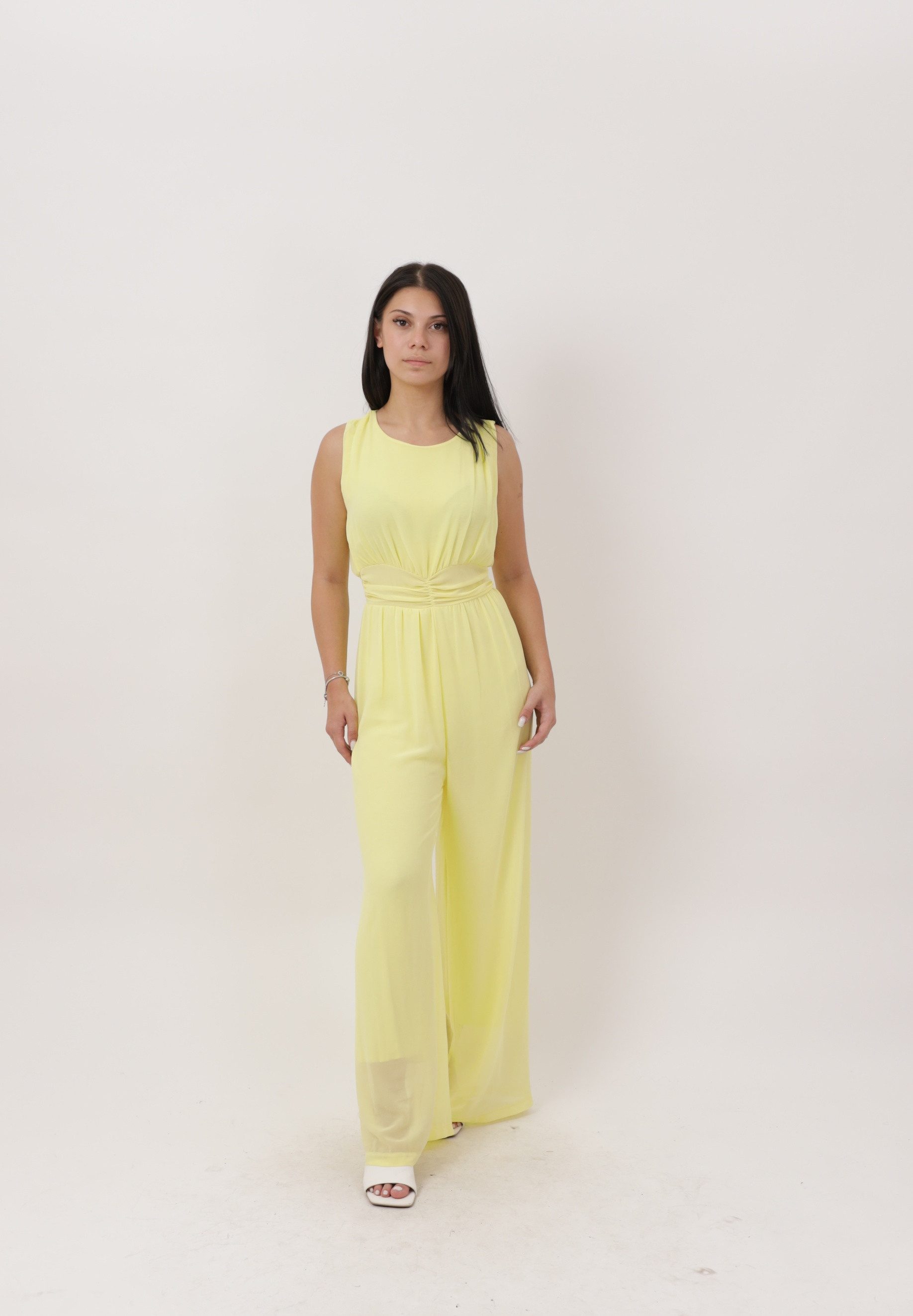 Elara Jumpsuit — Damen Overall mit weitem Bein, Taillenbund und Chiffon-Look