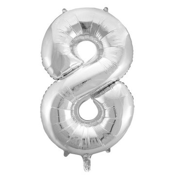 Idena Luftballon Idena Folienballon Zahl 8 65x115cm silber