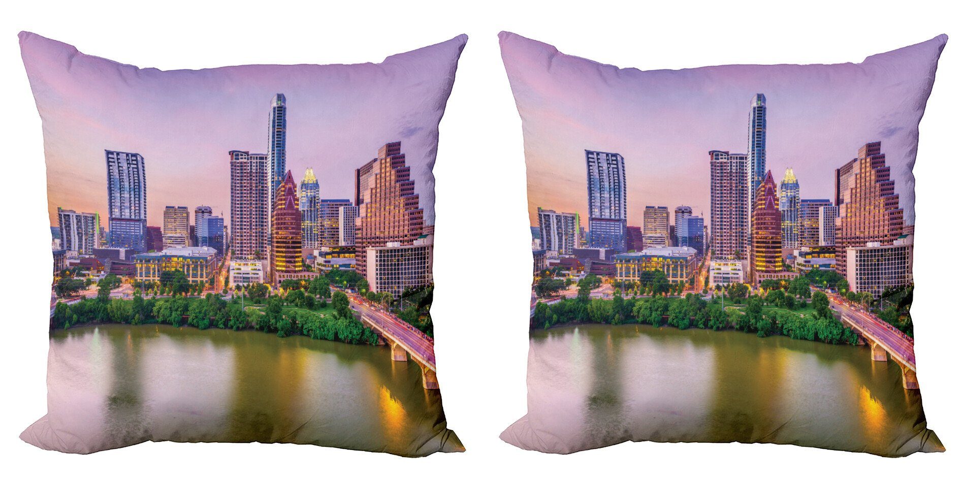 Kissenbezüge Fluss Austin Doppelseitiger (2 Stück), Motiv Digitaldruck, Abakuhaus Städtisches Modern Accent und Bild