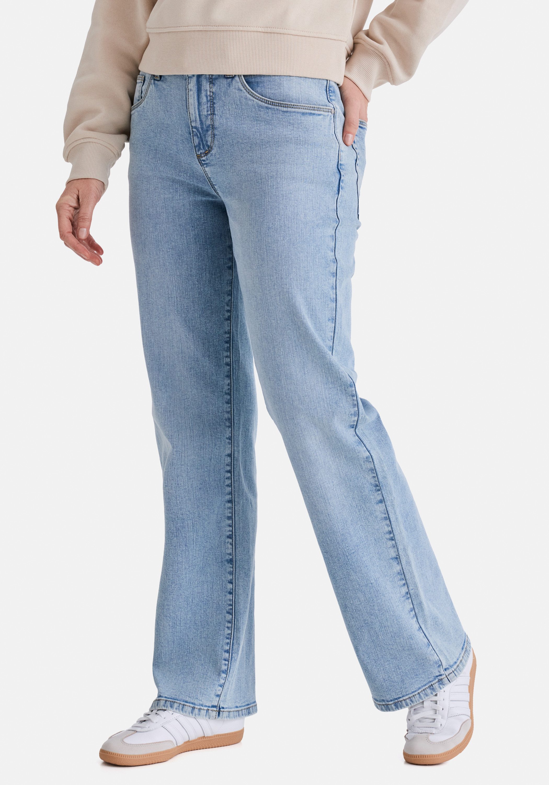STOOKER WOMEN 5-Pocket-Jeans MARY Denim 5-Pocket Hose Wide Leg Fit Casual Clean Wash Stretch für Damen