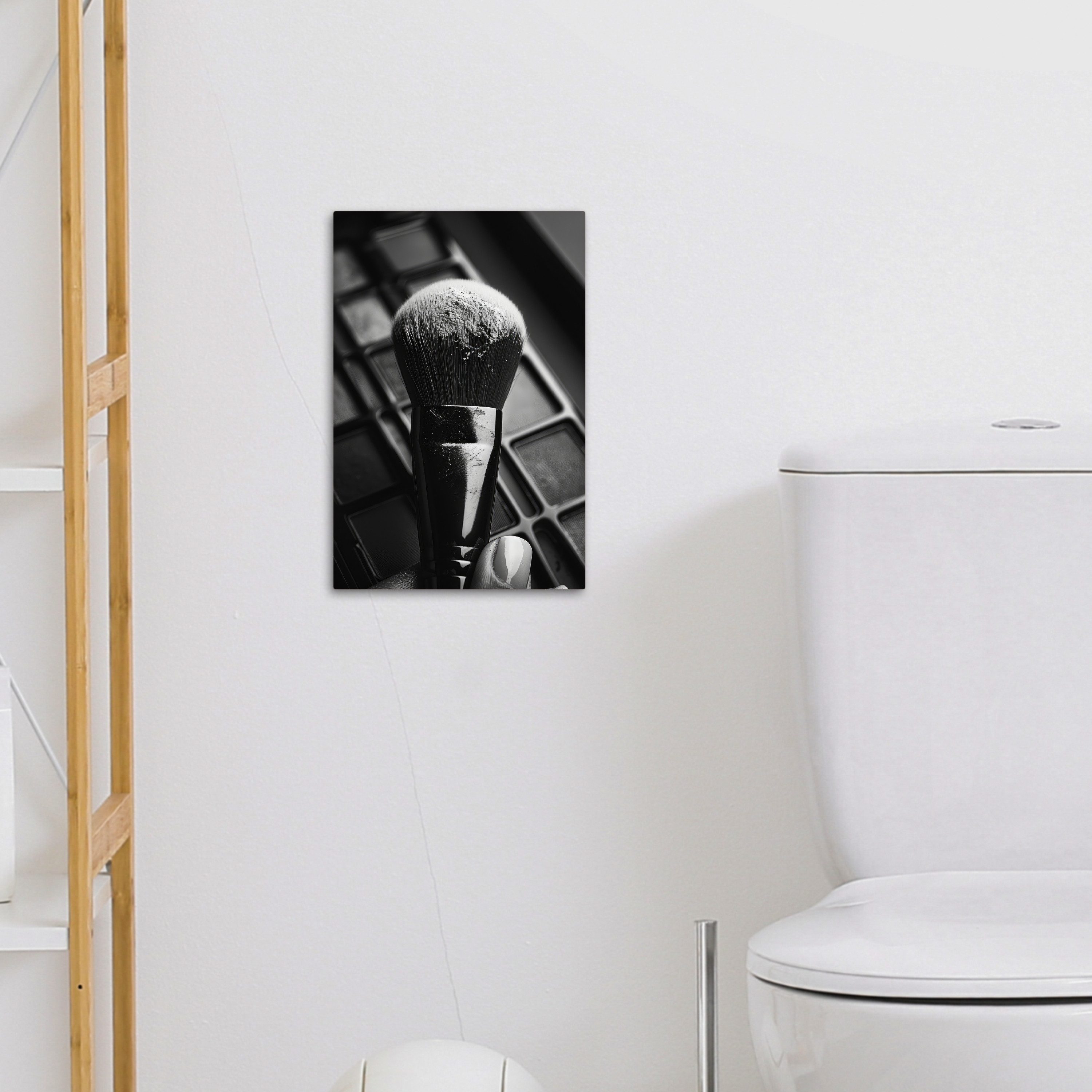 OneMillionCanvasses® Leinwandbild Make-up-Pinsel - Vintage - Schwarz und weiß, Fotodruck (1 St), Badezimmer Deko, Bilder WC, Toilette Wanddeko 20x30 cm