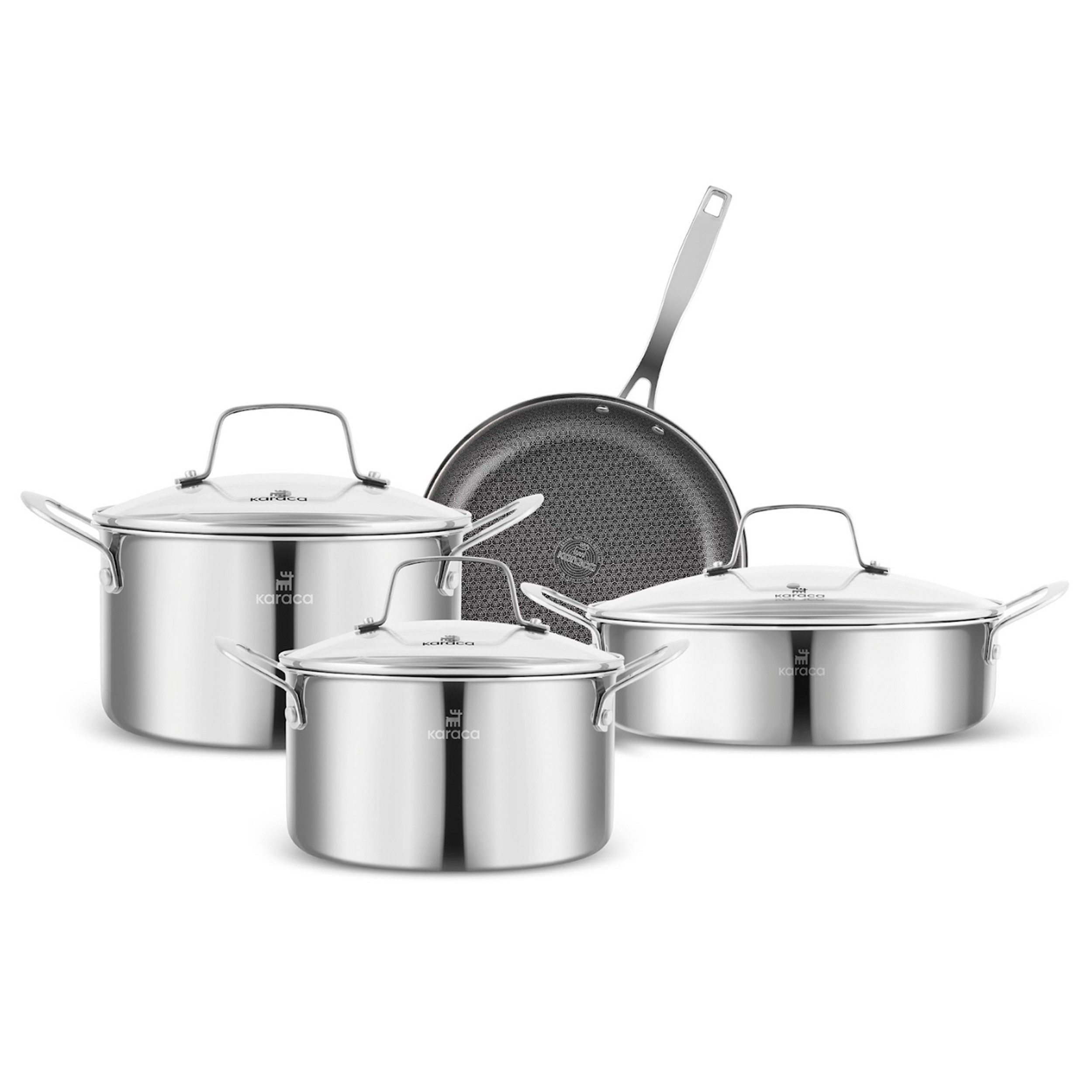 Karaca Topf-Set Karaca Ceramica Steel 3-Ply Edelstahl Kochgeschirr Set 7-teilig