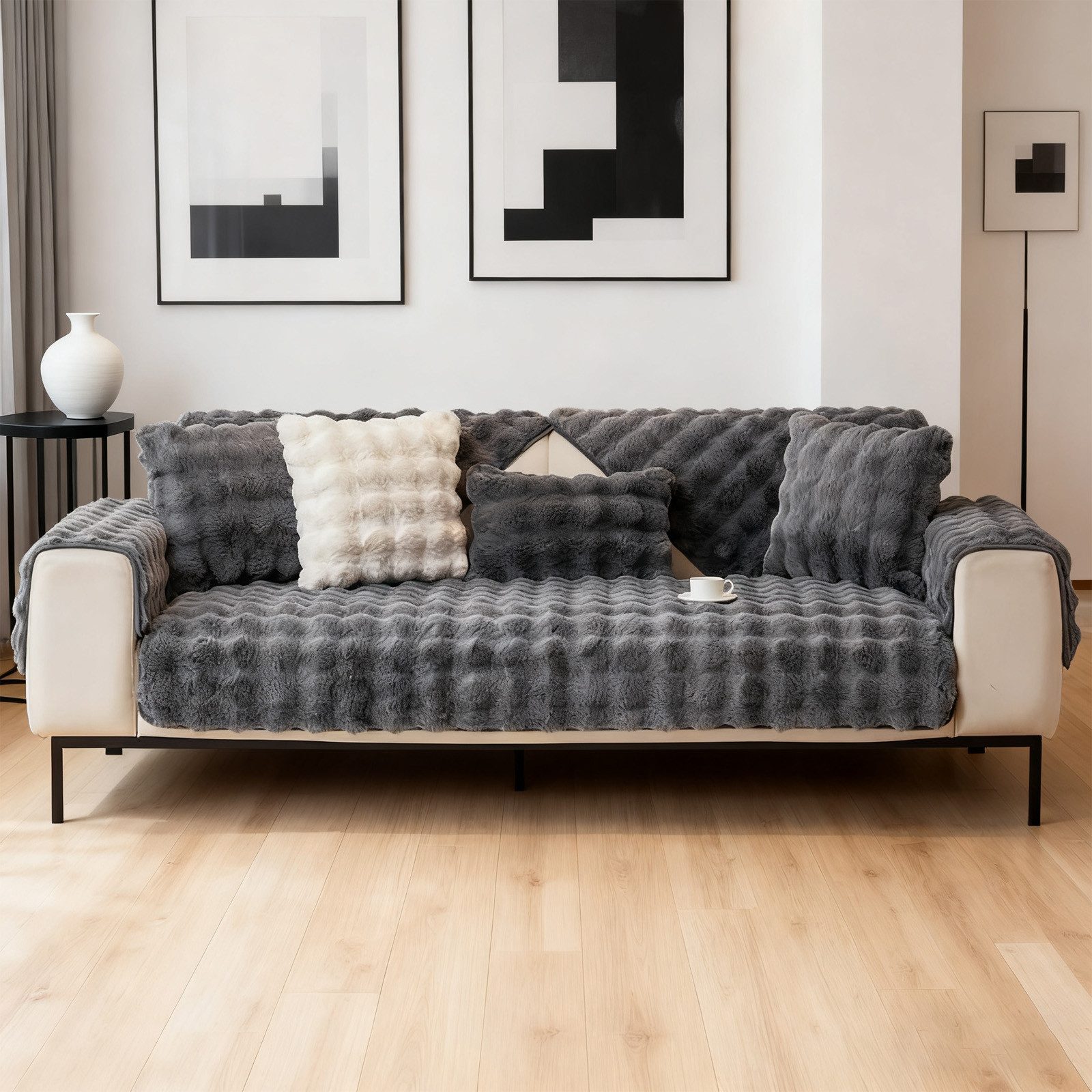 REDOM Sofahusse Plüsch-Sofabezug Sofadecke Couchschutz, waschbar für Sofa S günstig online kaufen