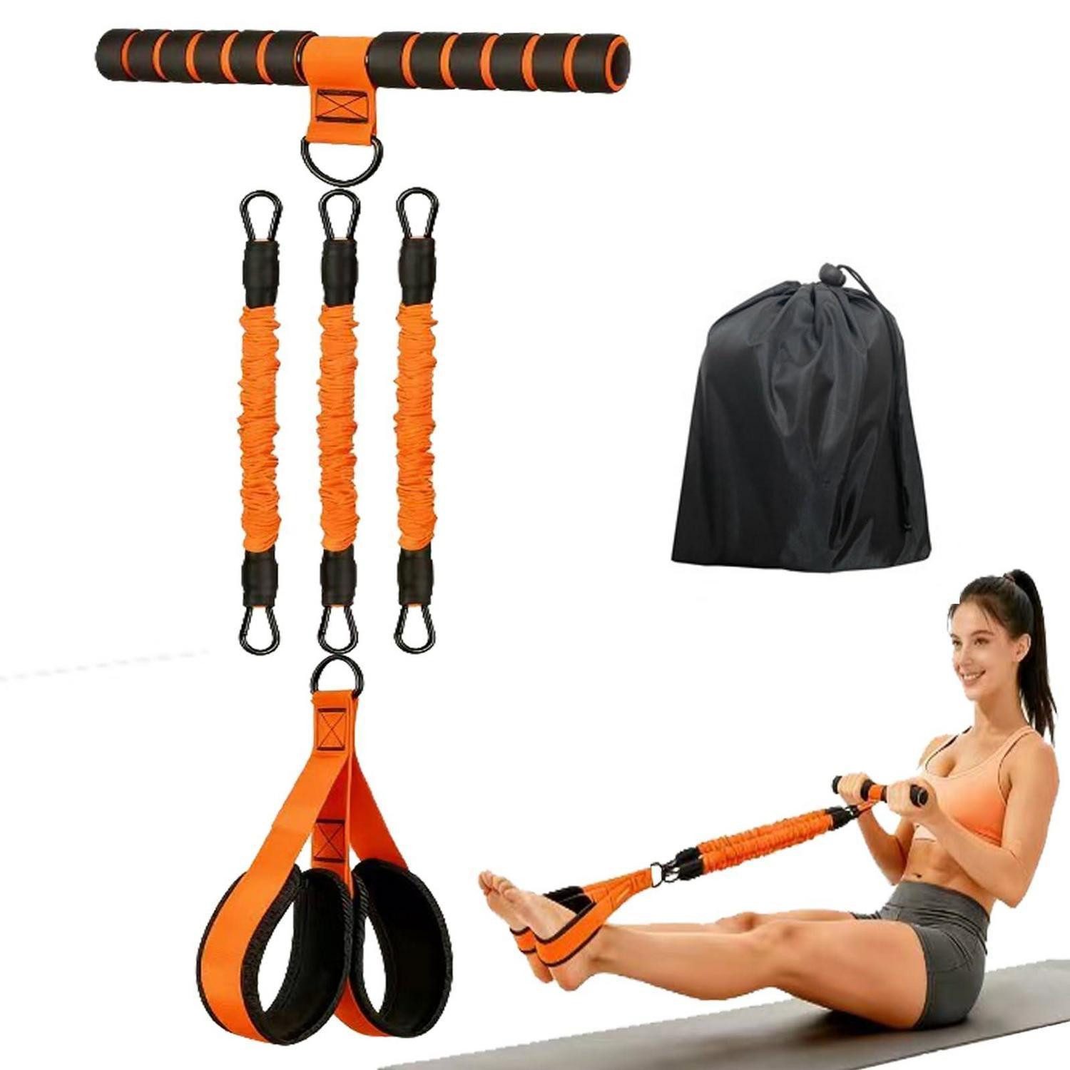 LuxusKollektion Trainingsband Widerstandsband mit Griffen, 3-stufig verstellbar Orange