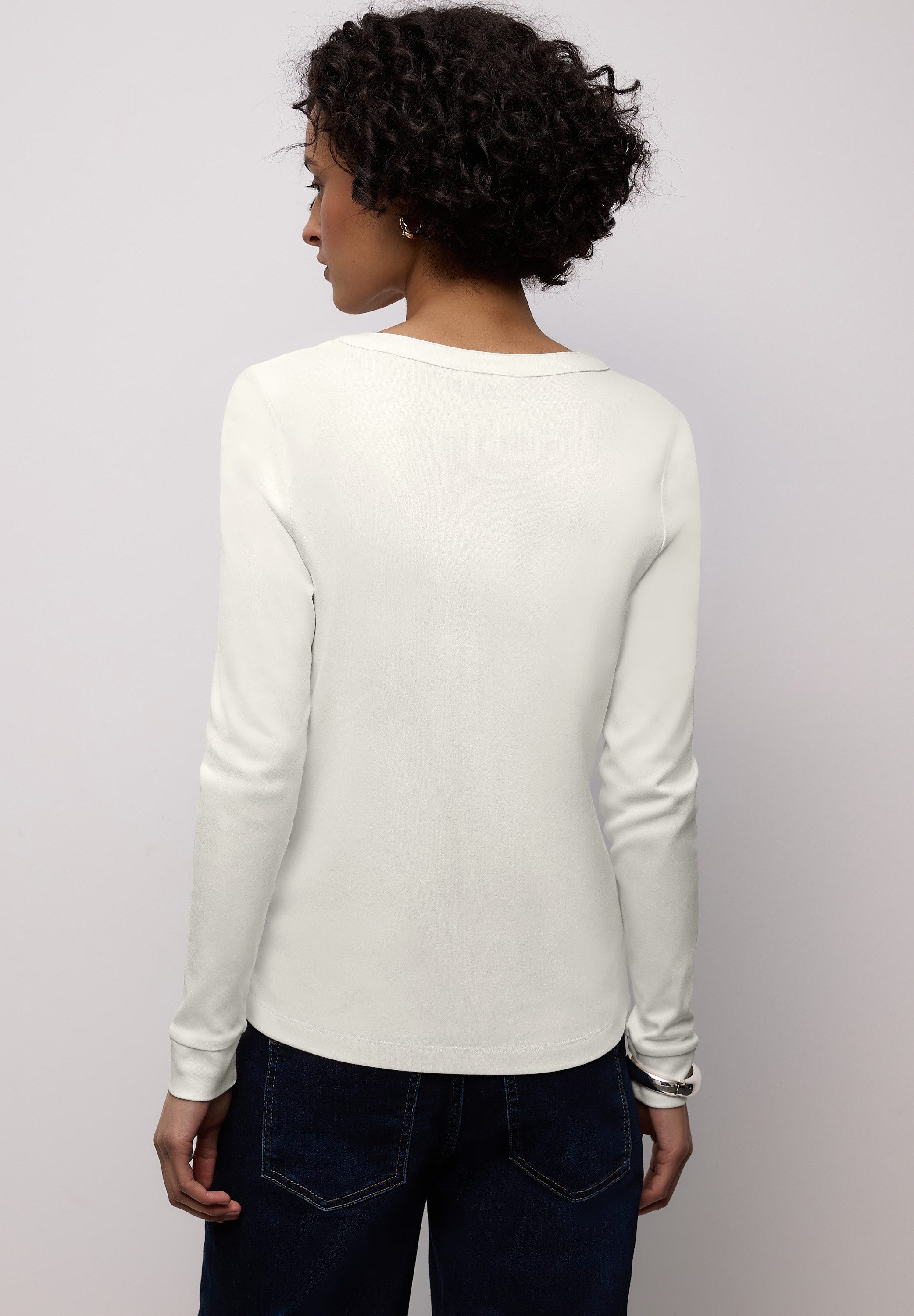 STREET ONE Langarmshirt mit dekorativem Split Neck und Knopfleiste günstig online kaufen