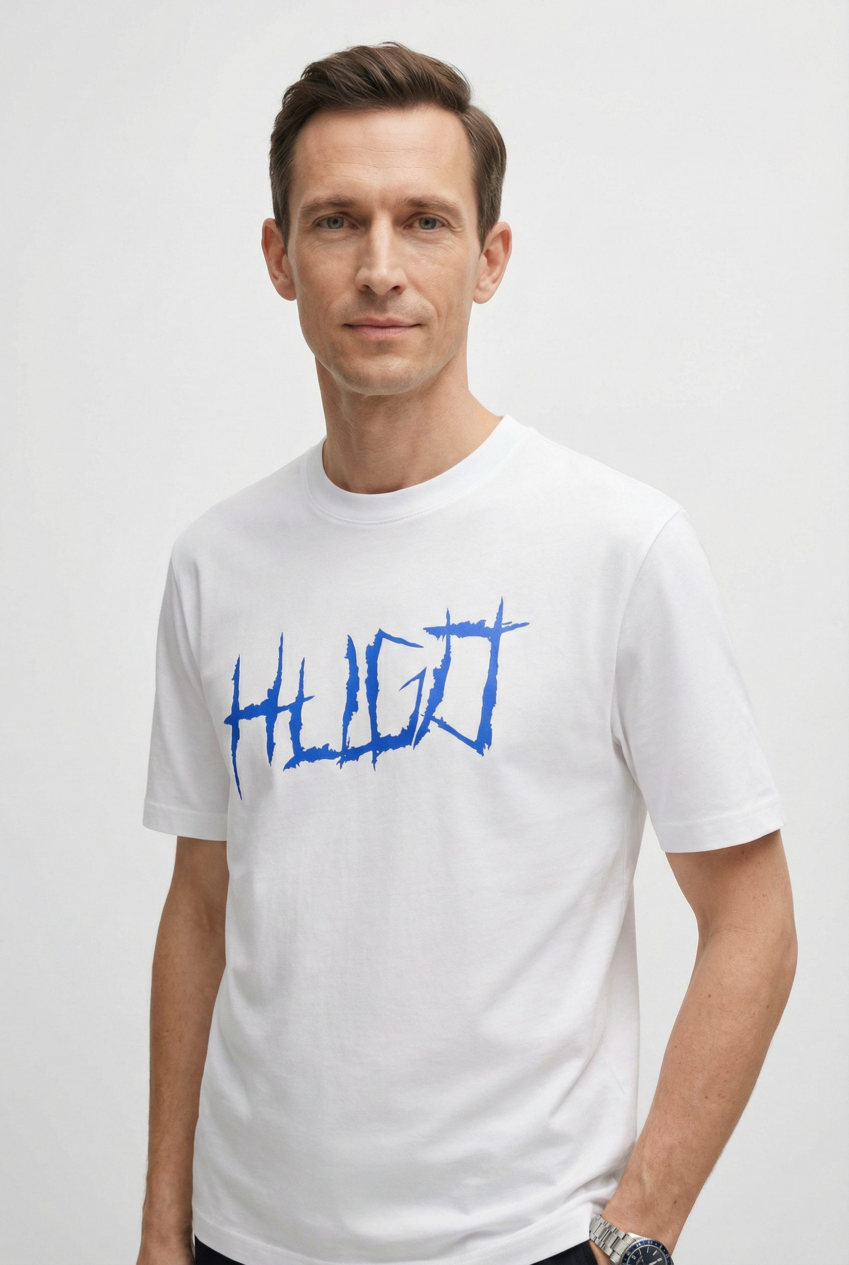 HUGO Blue T-Shirt Rundhalsausschnitt, Regular Fit, Logodruck günstig online kaufen