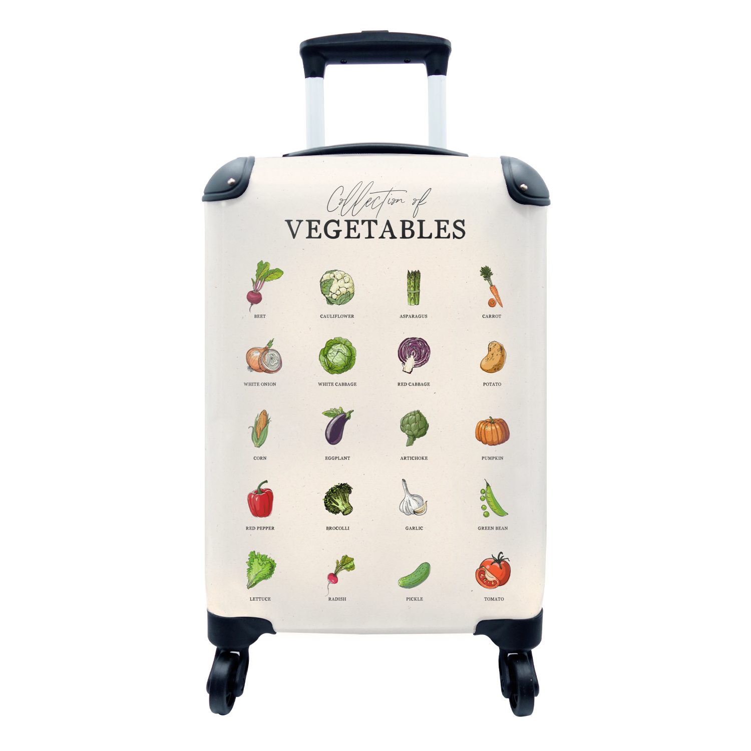 MuchoWow Handgepäckkoffer Küche - Gemüse - Lebensmittel, 4 Rollen, Reisetasche mit rollen, Handgepäck für Ferien, Trolley, Reisekoffer