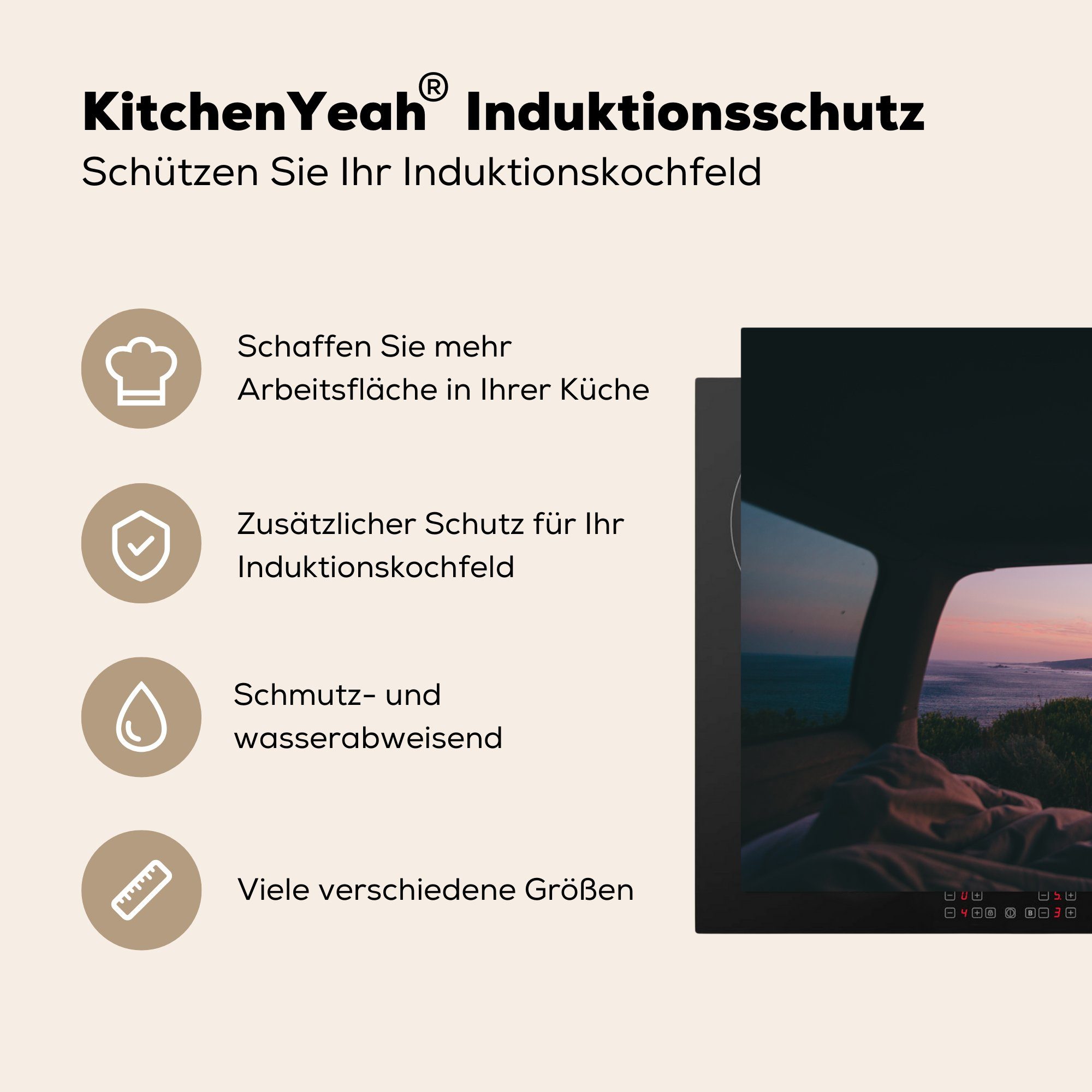 Herdblende-/Abdeckplatte tlg), Schutz cm, Bus Ceranfeldabdeckung Vinyl, für Himmel, - 81x52 MuchoWow Induktionskochfeld die küche, Sonnenuntergang - (1