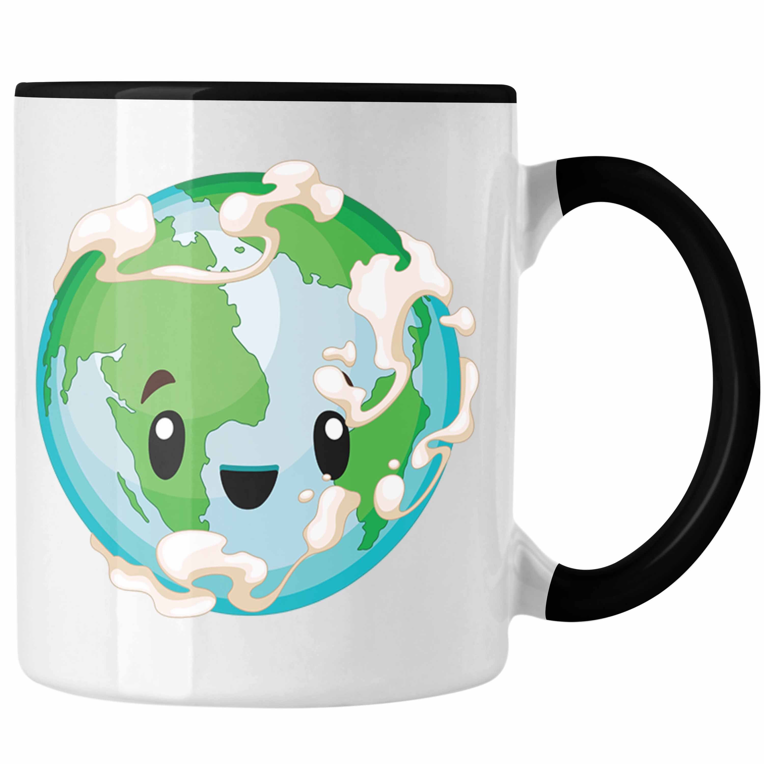 Trendation Tasse Save the Earth Tasse Umweltschutz-Fans Geschenk für Umweltbewusste Schwarz