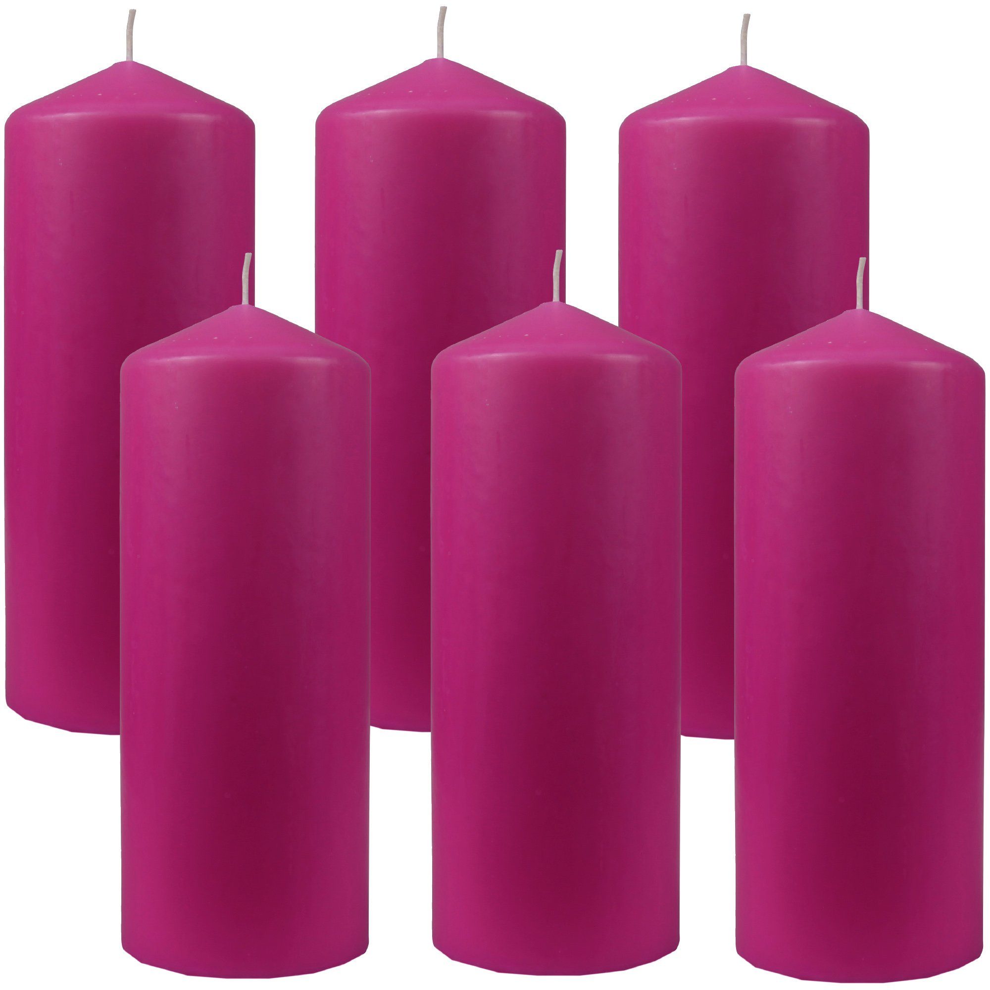 HS Candle Stumpenkerze Blockkerze (6-tlg), Wachskerzen Ø8cm x 20cm - Kerze in vielen Farben