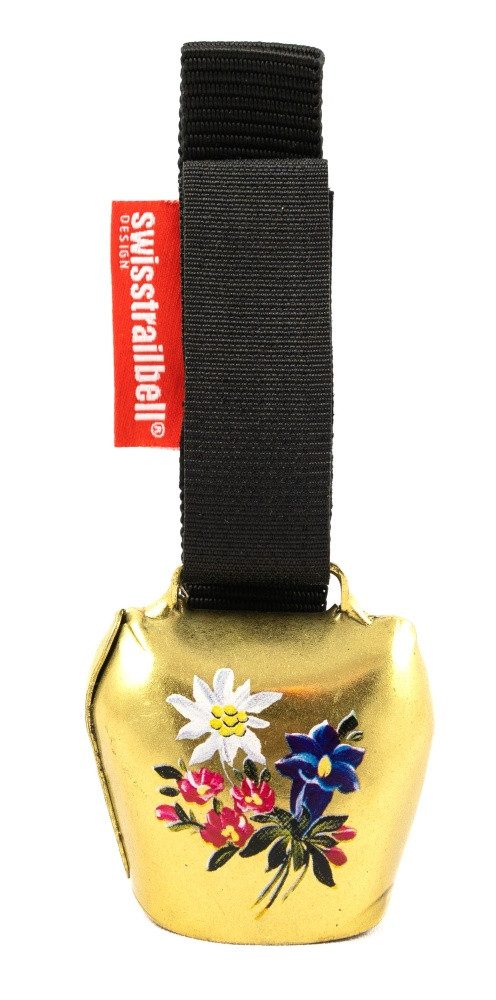 swisstrailbell Fahrradklingel Edition Messing mit Alpenblumen, Motiv gedruckt, Trailbell, Bear Bell