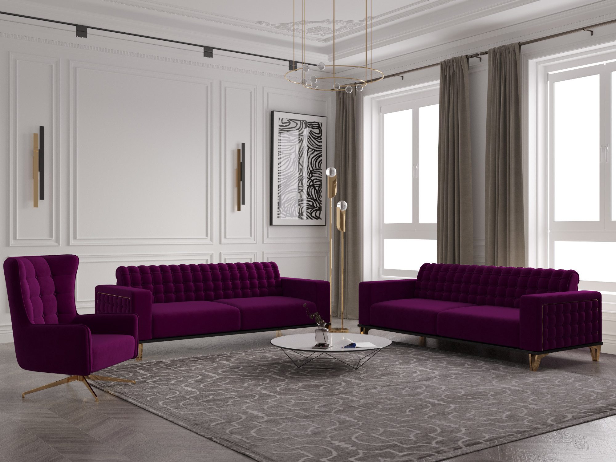 Möbeldreams Chesterfield-Sofa Sofa-Set Tina 3-2-1/3-3-1 / günstig online kaufen