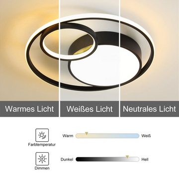 Vicbuy Deckenleuchte, LED Deckenleuchten, 48cm Deckenlampe, Stufenlos Dimmbar mit Fernbedienung, Runde Wohnzimmerlampe, 3 einstellbaren Farben Esszimmerlampe, Einstellbare Helligkeiten Deckenbeleuchtung, Schlafzimmerlampe, Büroalampe