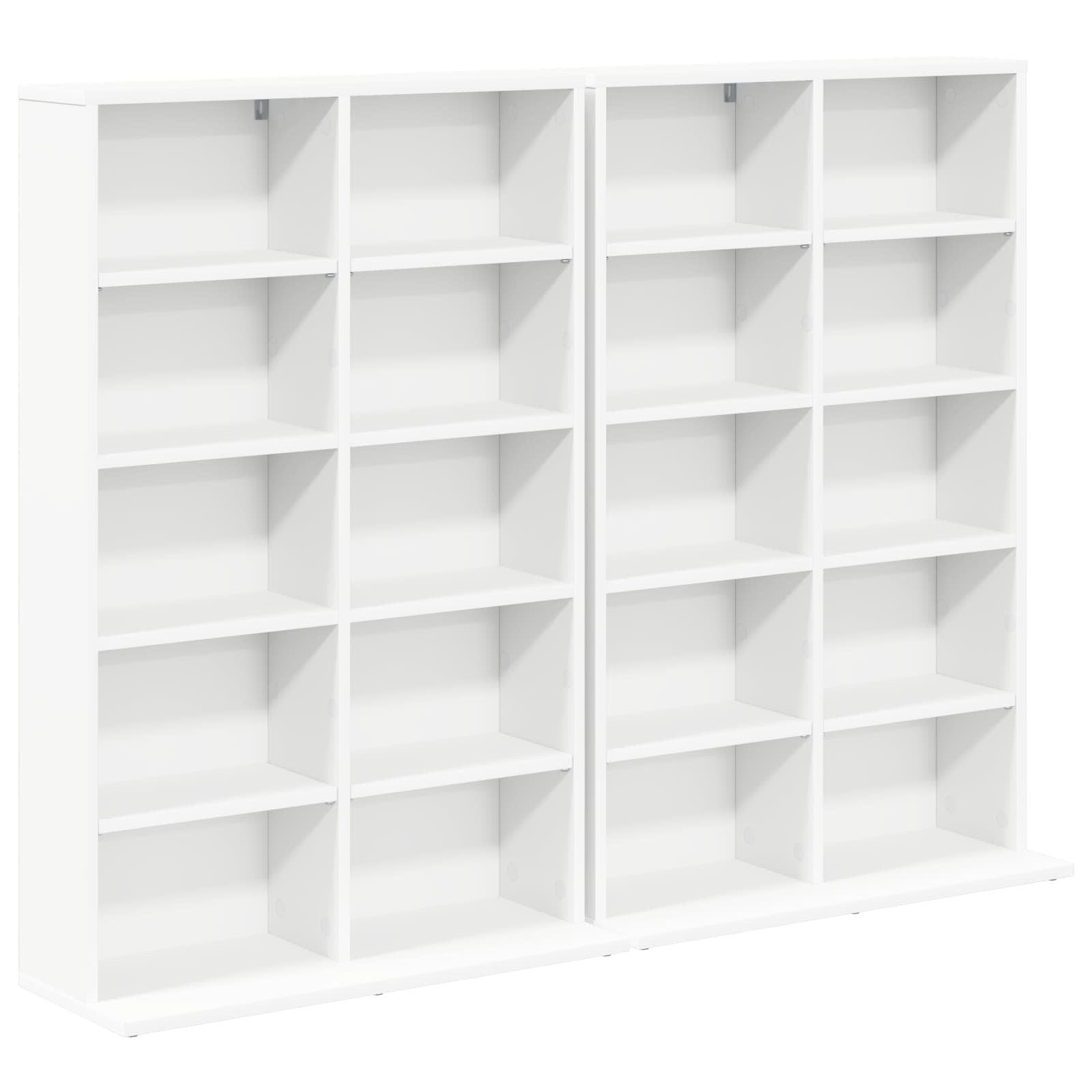 vidaXL Schranksystem CD Regal 2 Stk. Weiß 65 x 23,5 x 97,5 cm Holzwerkstoff (2-St)
