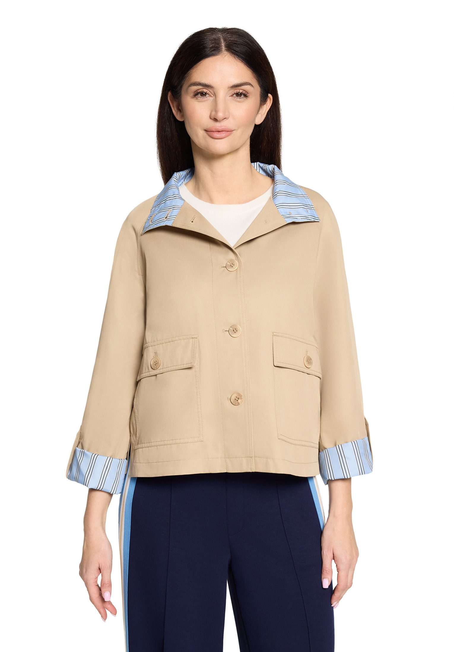 Cartoon Canvasjacke Damen mit aufgesetzten Taschen