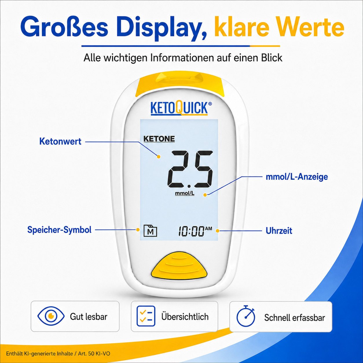 KetoQuick Keton-Messgerät Starterset mit 10 Teststreifen, Kombiset, Ideal für Keto-Ernährung, Fitness, Low Carb – Bild 4 von 5