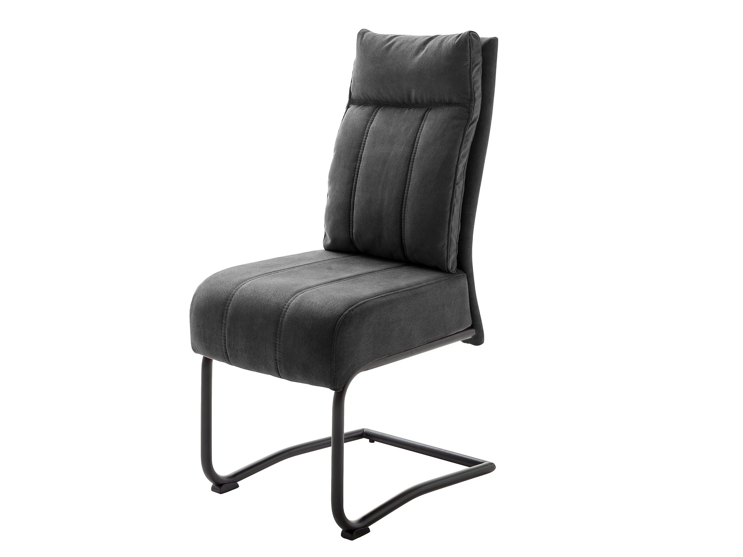 Massivart® Freischwinger mit Taschenfederkern, Microfaser Antiklook, Esszimmerstuhl, »Azul«, praktischer Griff am Rücken · Metallgestell schwarz matt