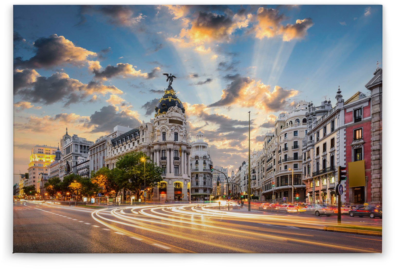 Via, Großstadt Madrid Création Gran St), Leinwandbild (1 Keilrahmen A.S. Bild Spanien