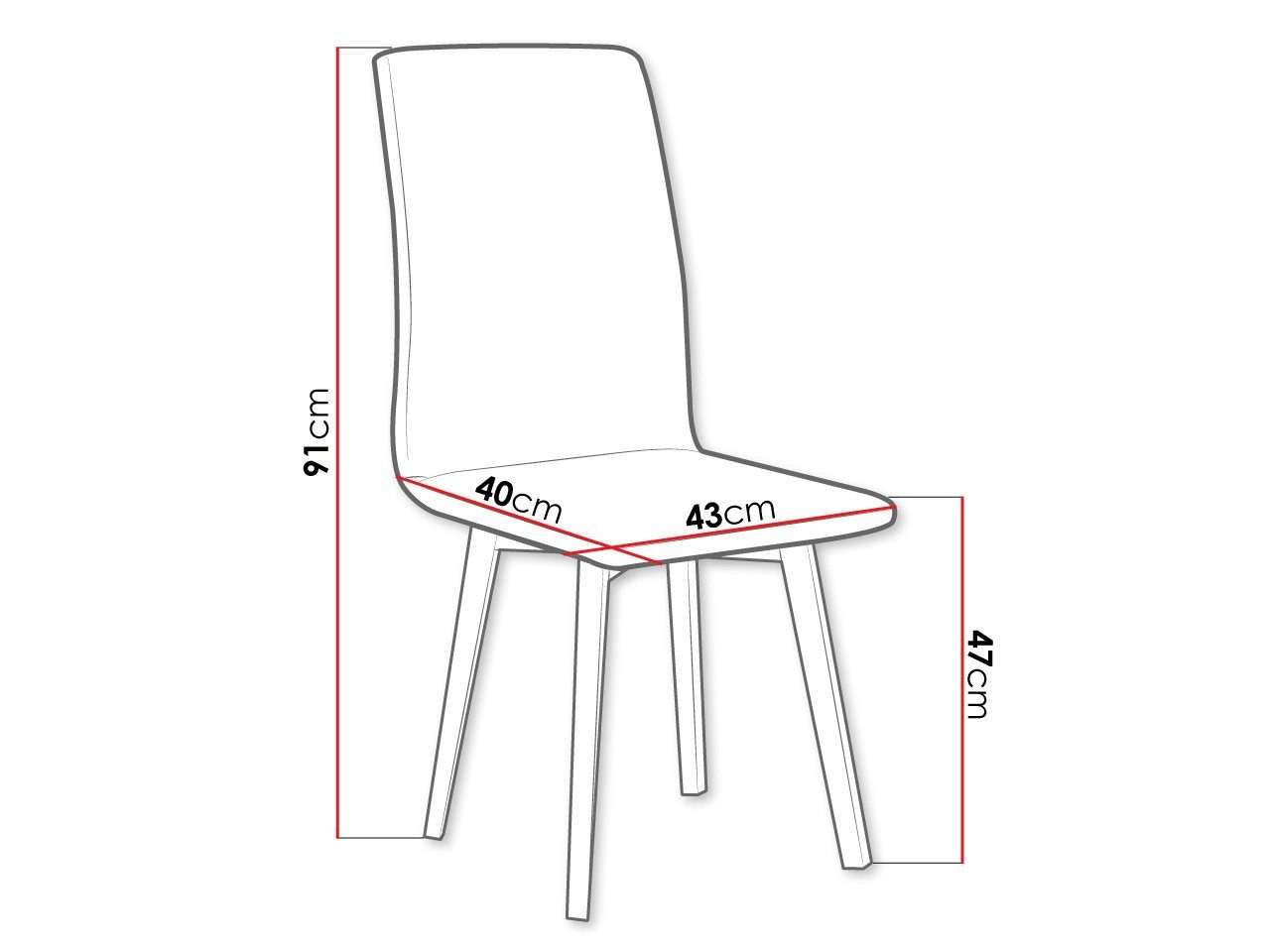cm (1 43x40x91 Stück), Stuhl aus MIRJAN24 Buchenholz, Luna II