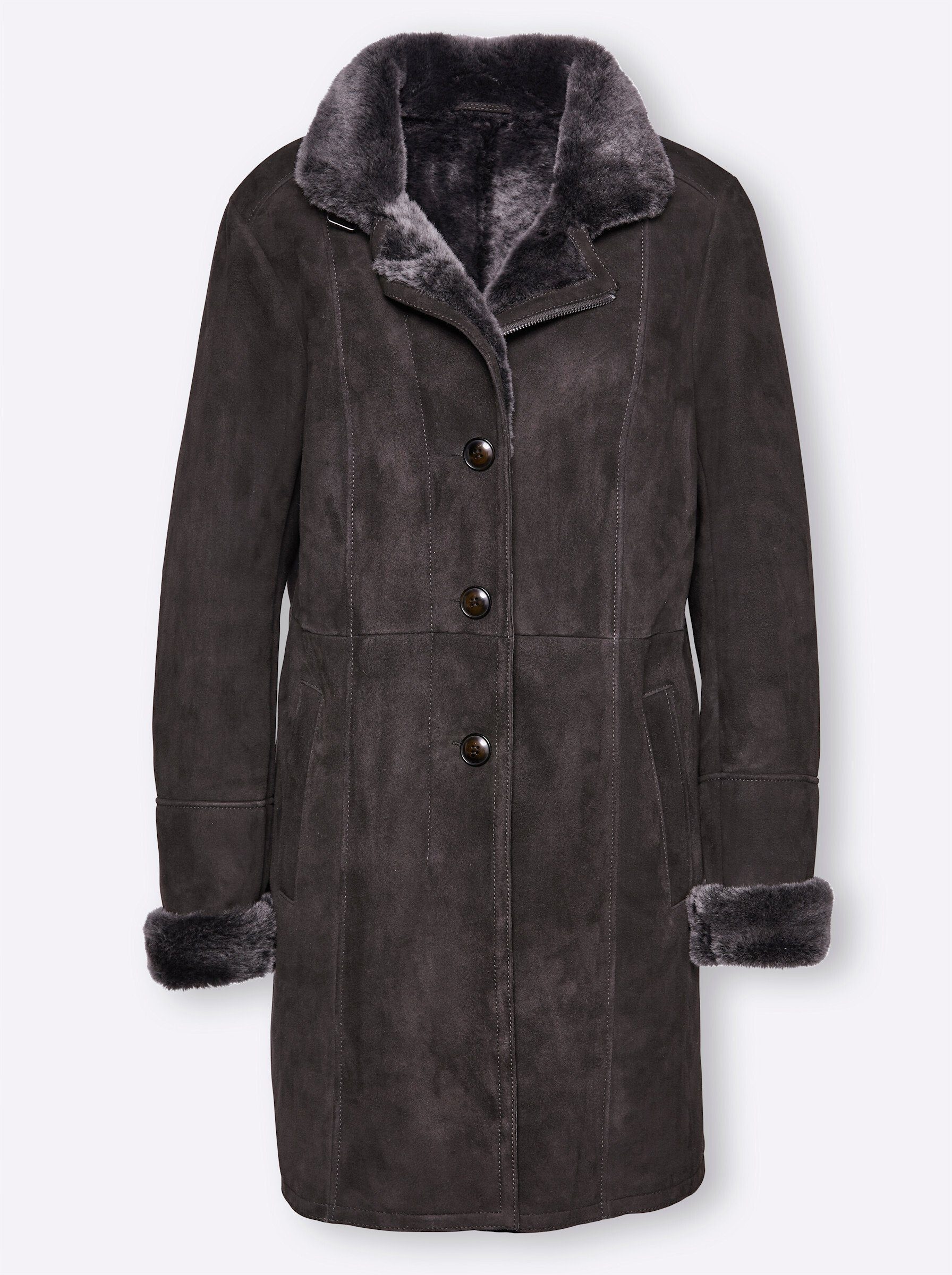 Mainpol Allwetterjacke Lammfell-Jacke Langarm