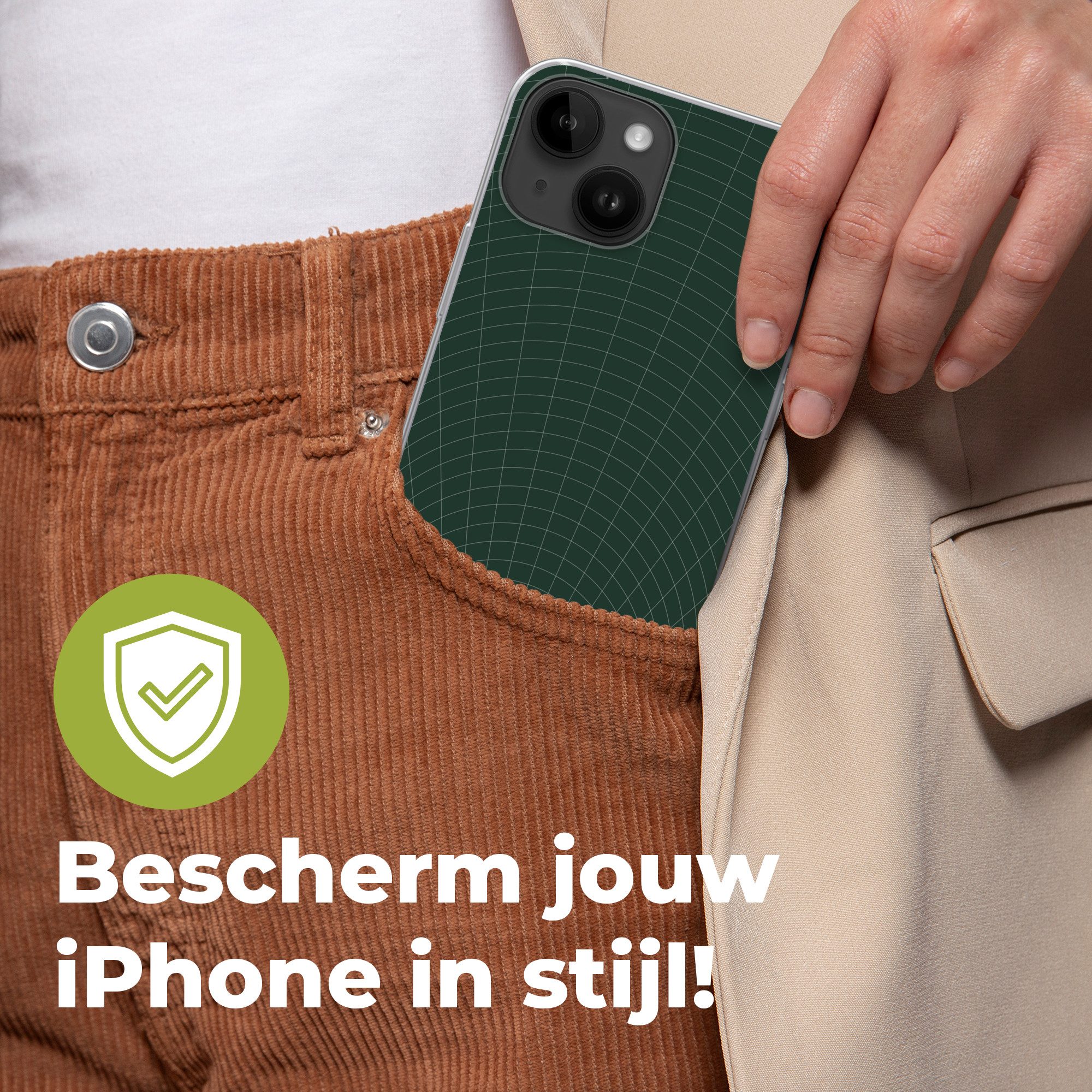 MuchoWow Handyhülle für Apple iPhone 14 Tunnellinien - Grün - Abstrakt, Smartphone-Bumper, Print, Handy Schutzhülle Dünn