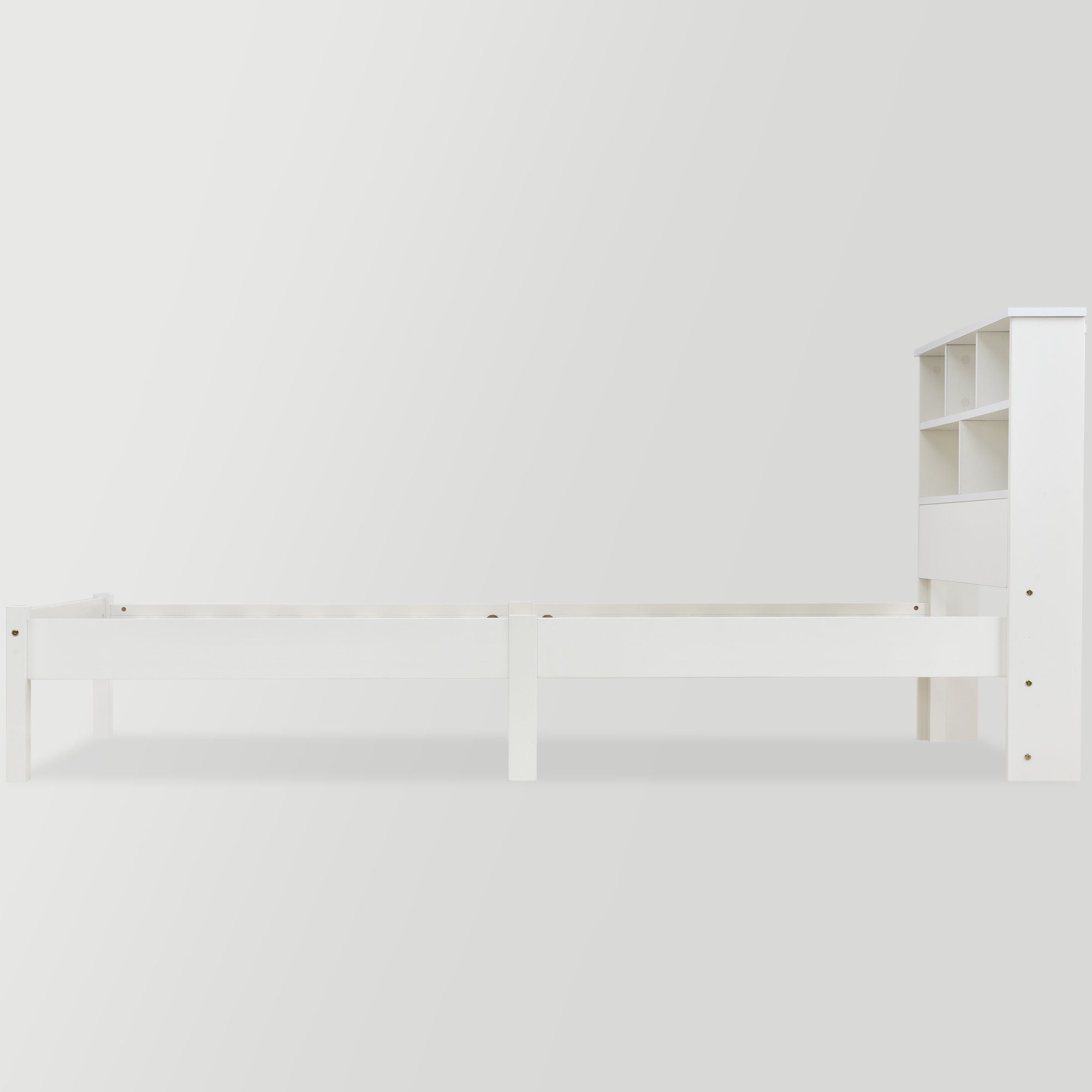 Kiefer-Massivholz+MDF mit Bücherregal (1-tlg., BlingBin Einzelbett und Jugendbett Lattenrost, 90x200cm), Schubladen
