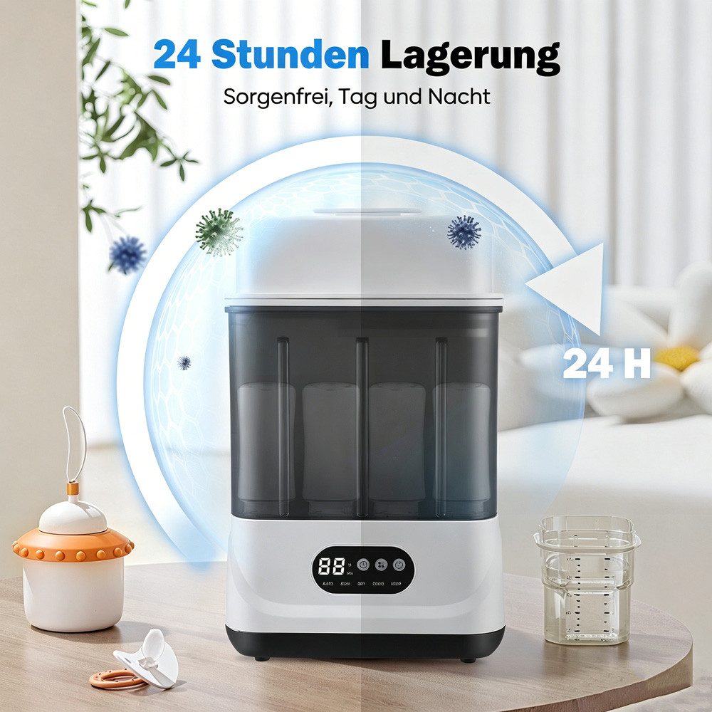 i@home Dampfsterilisator Babyflaschen-Sterilisator für zuhause, 360° Heißluft (60-90 Min), LCD-Touch, 9 Flaschen Kapazität, 3-in-1 Flaschensterilisator mit Trockner & Wärmer
