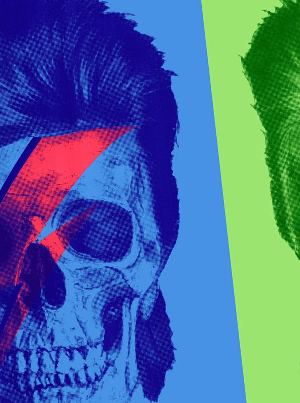 schwarz style3 Herren T-Shirt Print-Shirt retro pop-art warhol Skull Bowie turntable