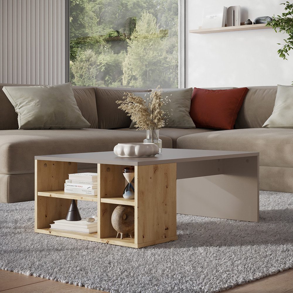 Vicco Couchtisch Danny, Cashmere/Artisan, 90 x 60 cm mit Regalen günstig online kaufen