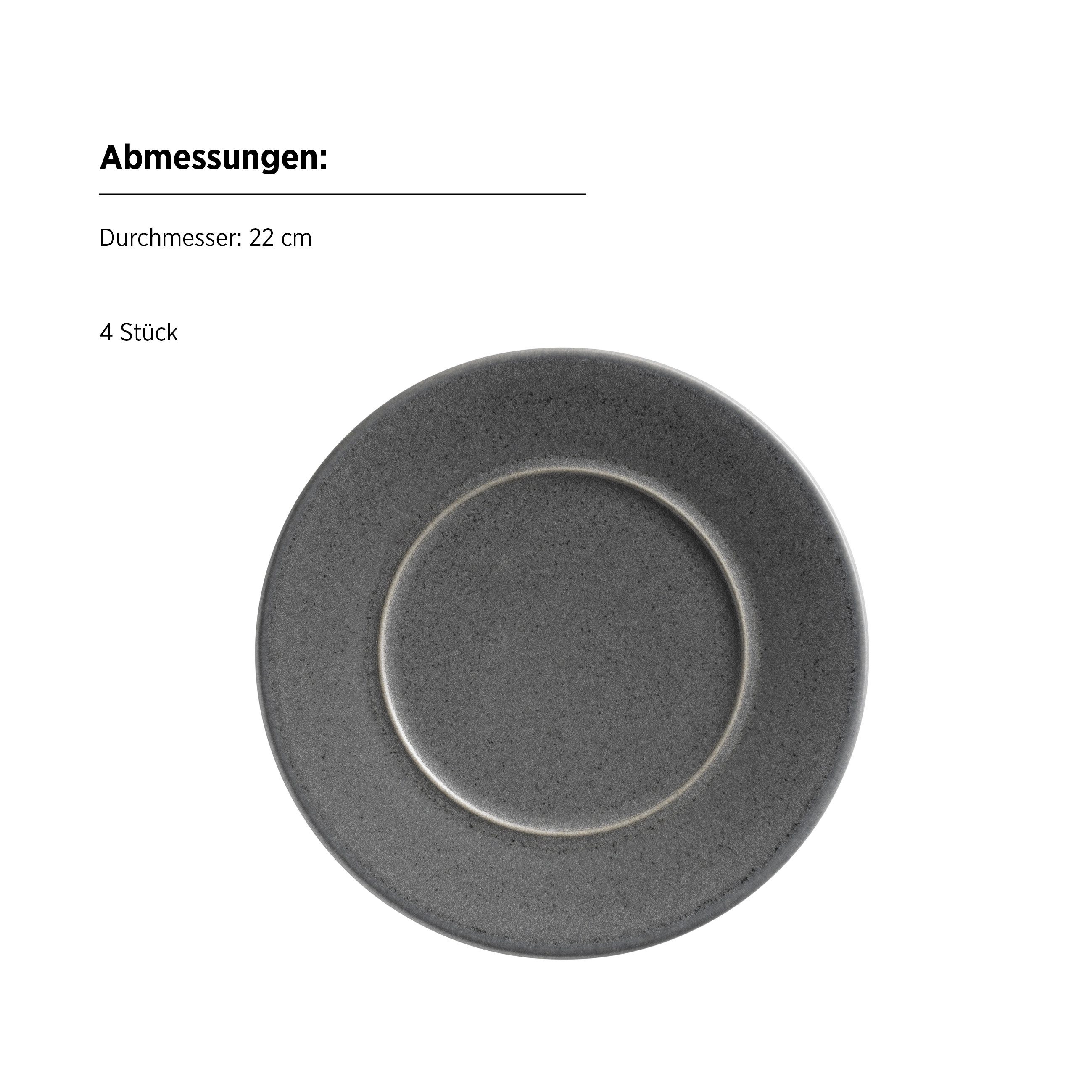 MÄSER Teller-Set Unico (4-tlg), 4 Personen, Steinzeug