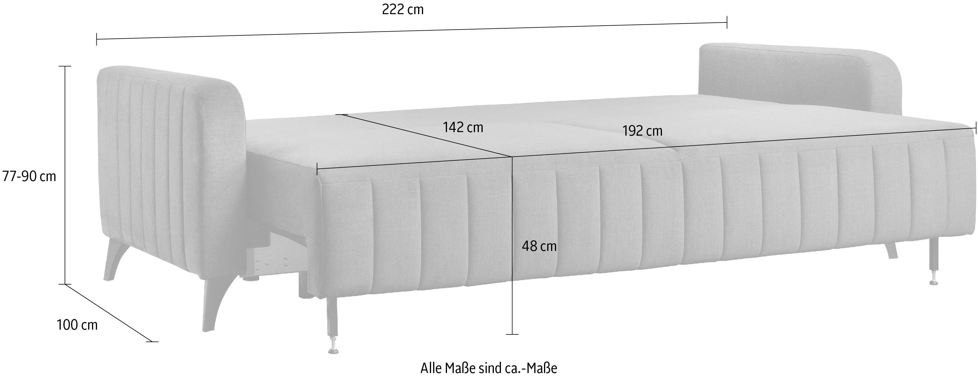 exxpo - sofa fashion 3-Sitzer Grande, Schlafsofa, Dauerschläfer, Microvelours-Bezug, Breite 222cm, mit Bettfunktion und Bettkasten, komfortabler Federkern – Bild 5 von 5