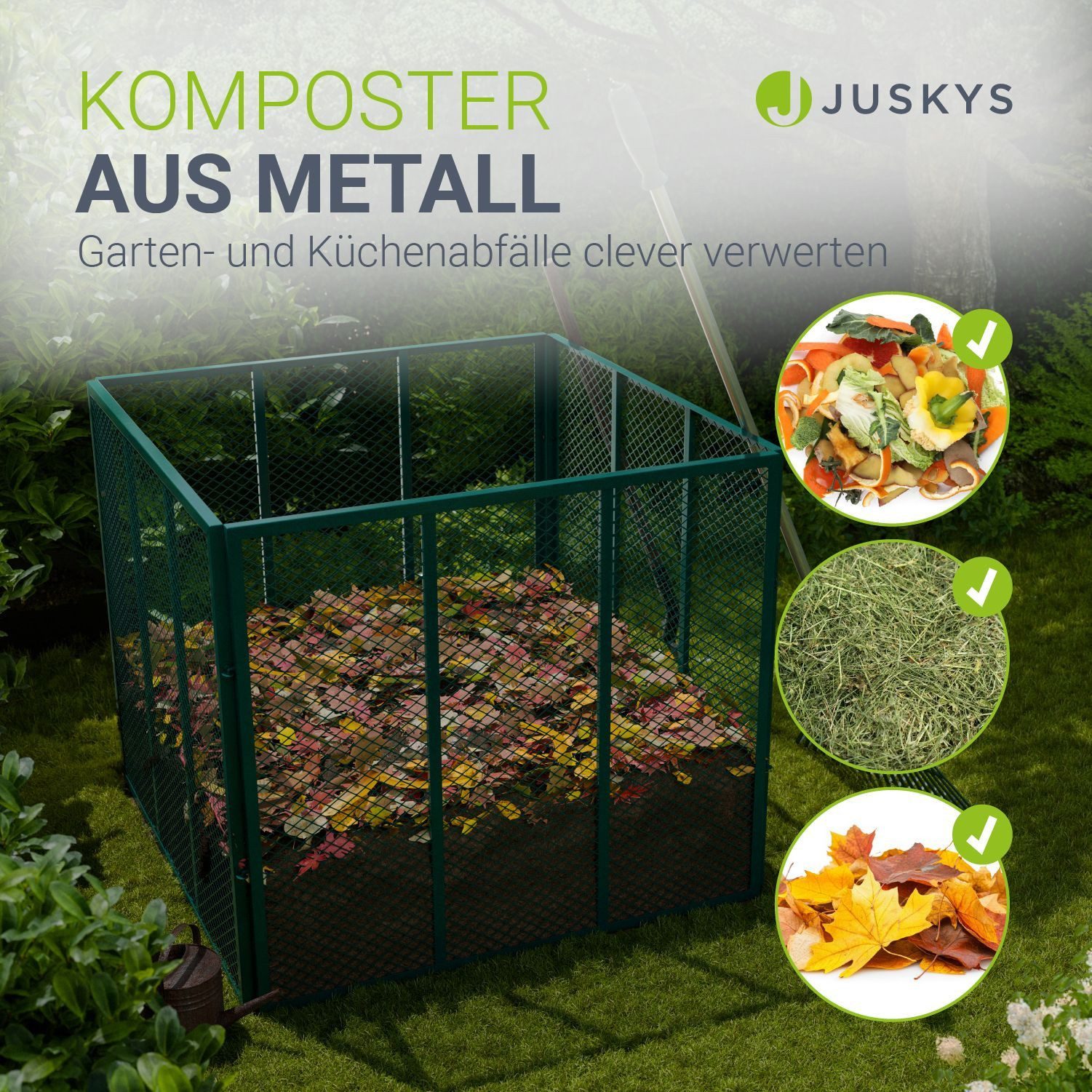 Juskys Komposter, 800 l, (1 St), Stecksystem, einfacher Aufbau, Verzinkt & Witterungsbeständig