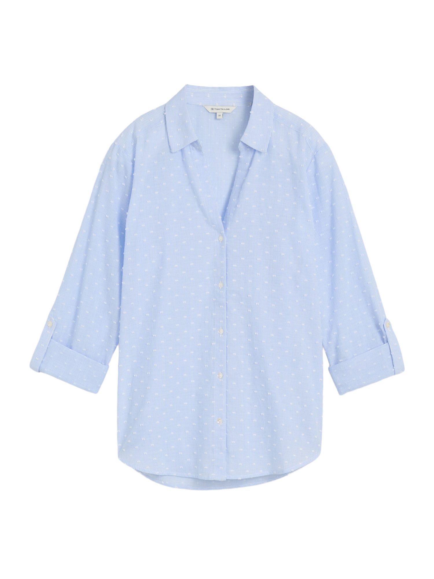 TOM TAILOR Hemdbluse W blau,Freizeit,Baumwolle,Gestreift,Hemdblusenkragen,Lang,Regular Fit