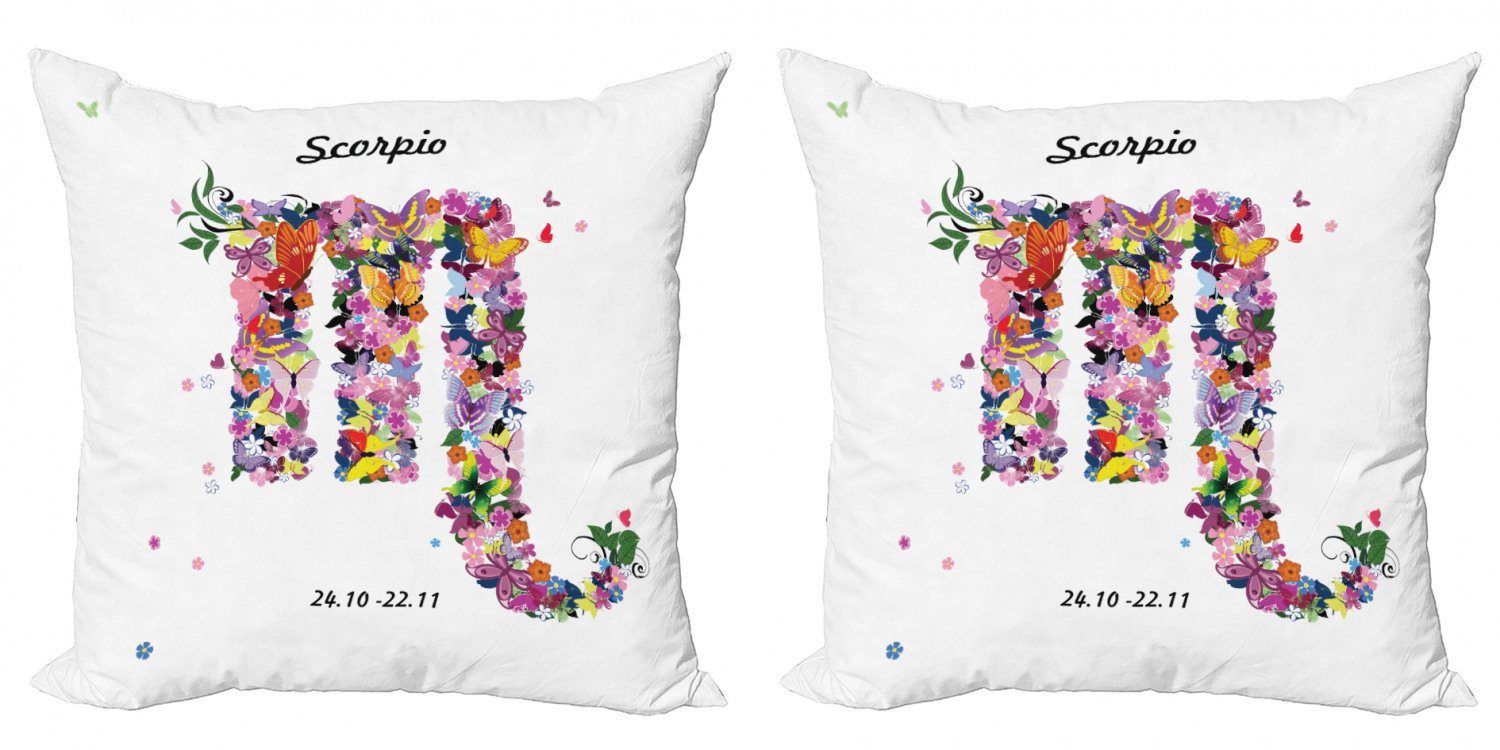 Kissenbezüge Modern Accent Doppelseitiger Digitaldruck, Abakuhaus (2 Stück), Sternzeichen Skorpion floral Schmetterling