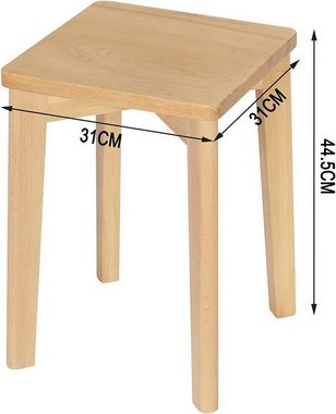 Woltu Esszimmerstuhl (4 St), Massivholz, rechteckiger Holzhocker stapelbar