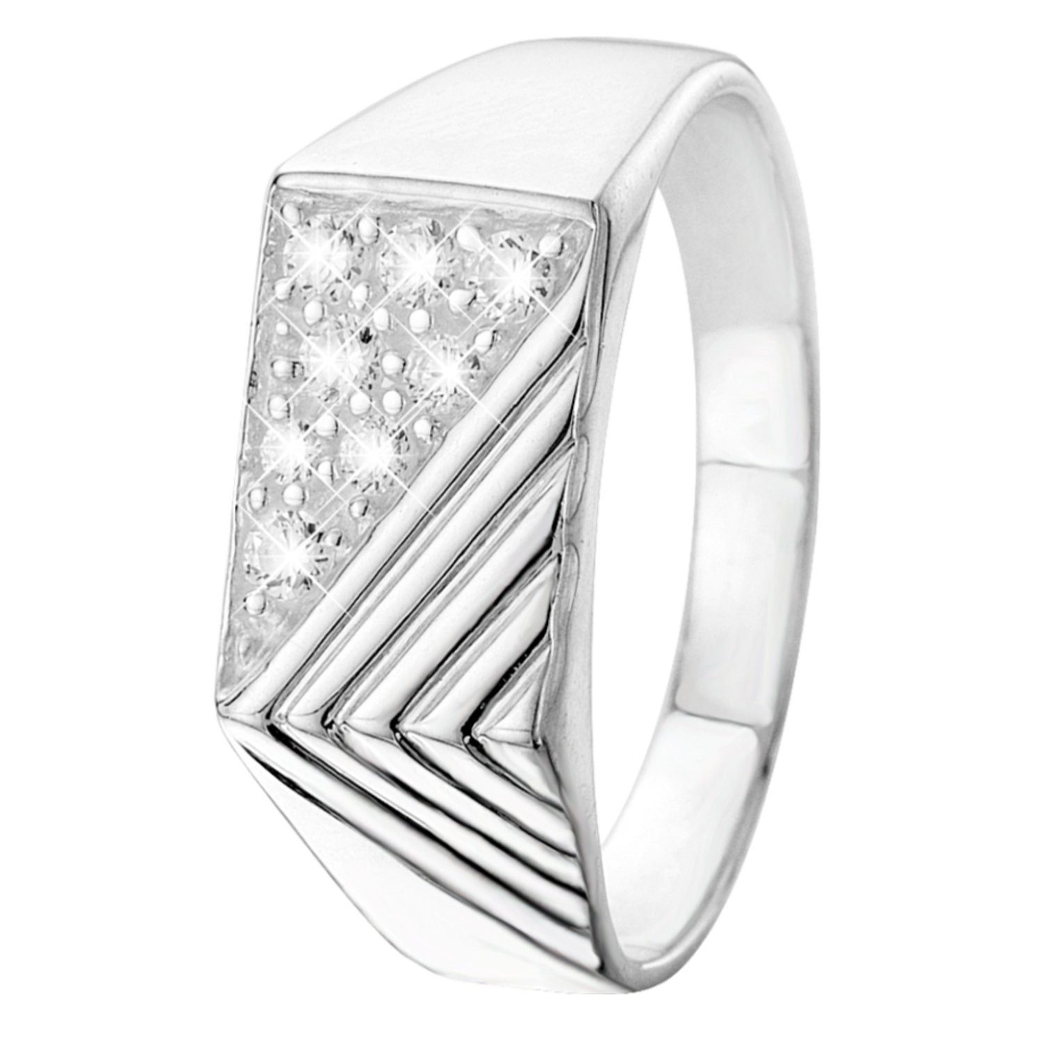 LUCARDI Siegelring Ring - 925 Silber - Silber - Zirkonia - Herren