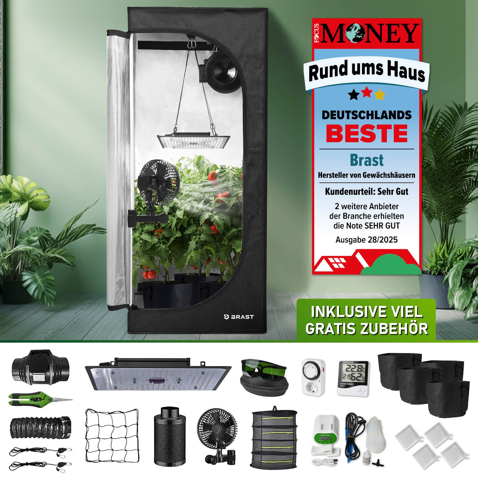 BRAST Gewächshaus Growzelt GrowBox, Komplettset inkl. Sonderzubehör, 3 Größ günstig online kaufen