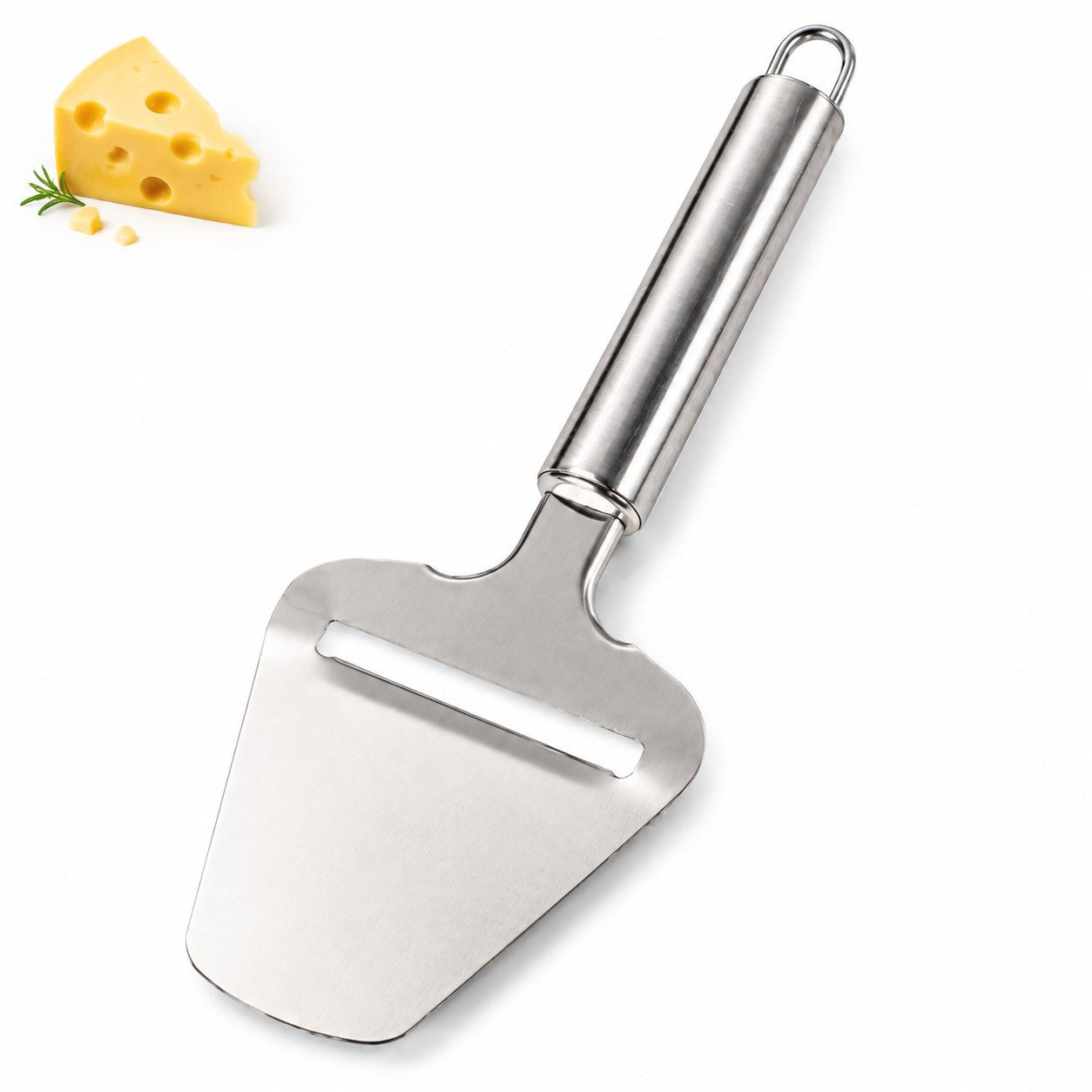 XEOOCE Käsemesser Käsehobel Edelstahl, Käseschneider 21,5 cm, Käsemesser Silber, Edelstahl, scharf, Haken, spülmaschinenfest