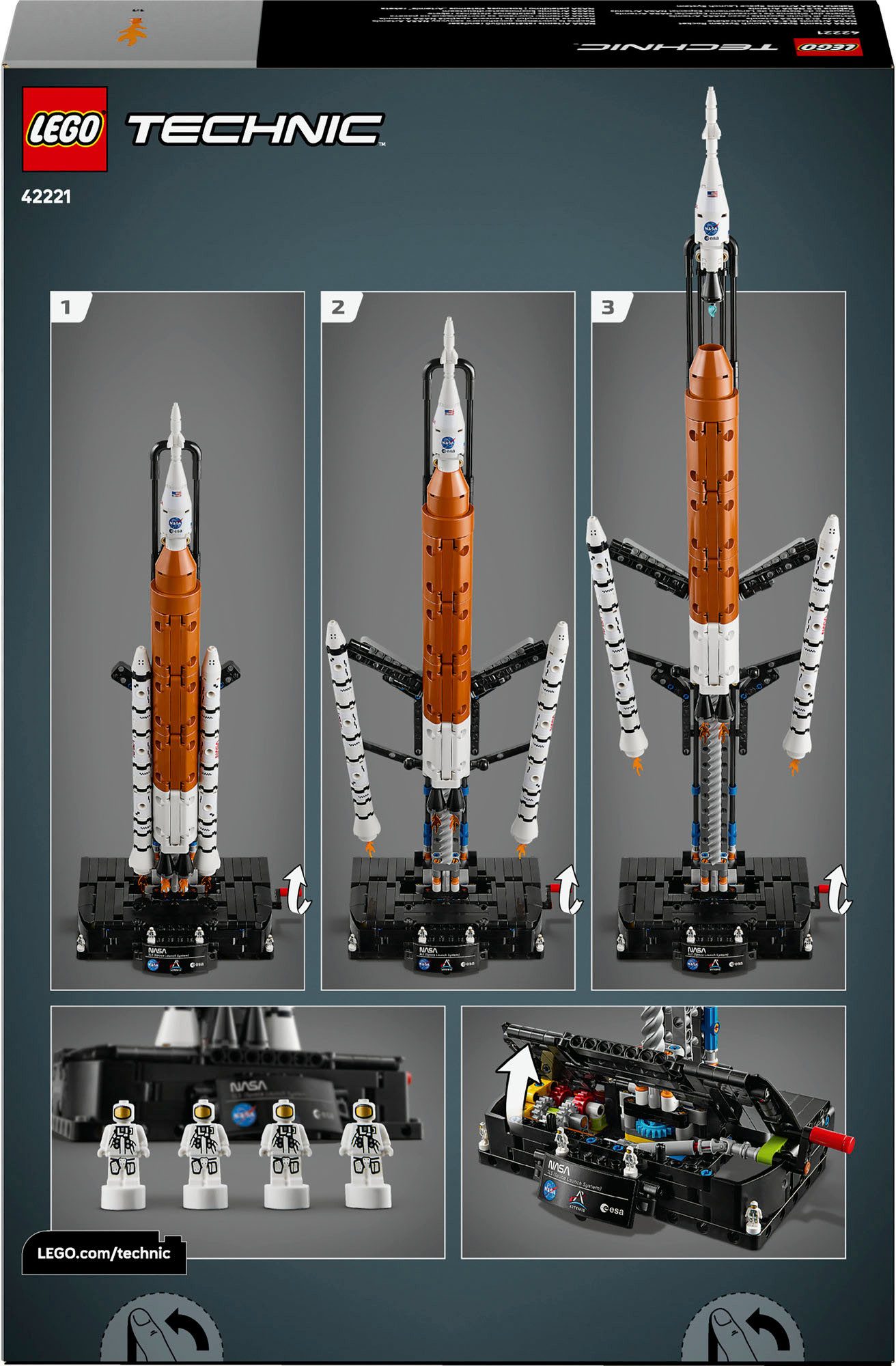 LEGO® NASA Artemis SLS-Schwerlastrakete (42221), LEGO Technic Konstruktionsspielsteine, (632 St), Made in Europe