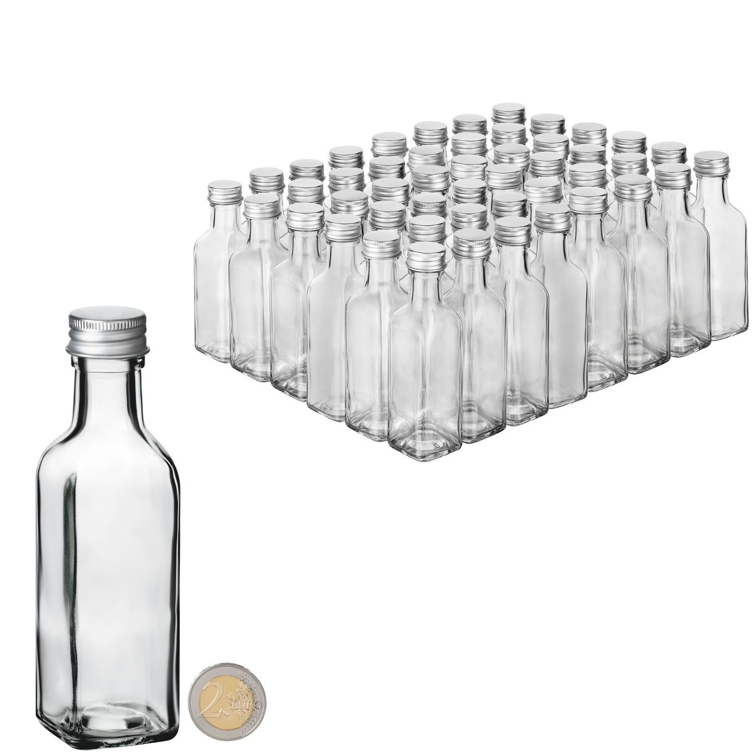 Flaschen-Fuchs Vorratsglas 96x kleine Glasflaschen 100ml Flaschen zum Befüllen mit Likör, Öl, Glas, (96-tlg)
