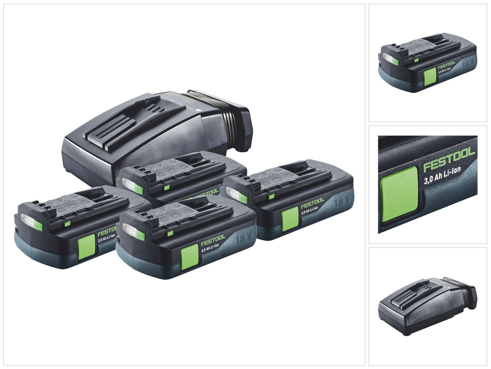 FESTOOL Energie Set 4x BP 18 Li 3,0 C Akku 18 V 3,0 Ah / 3000 mAh Li-Ion (4x Akkupacks
