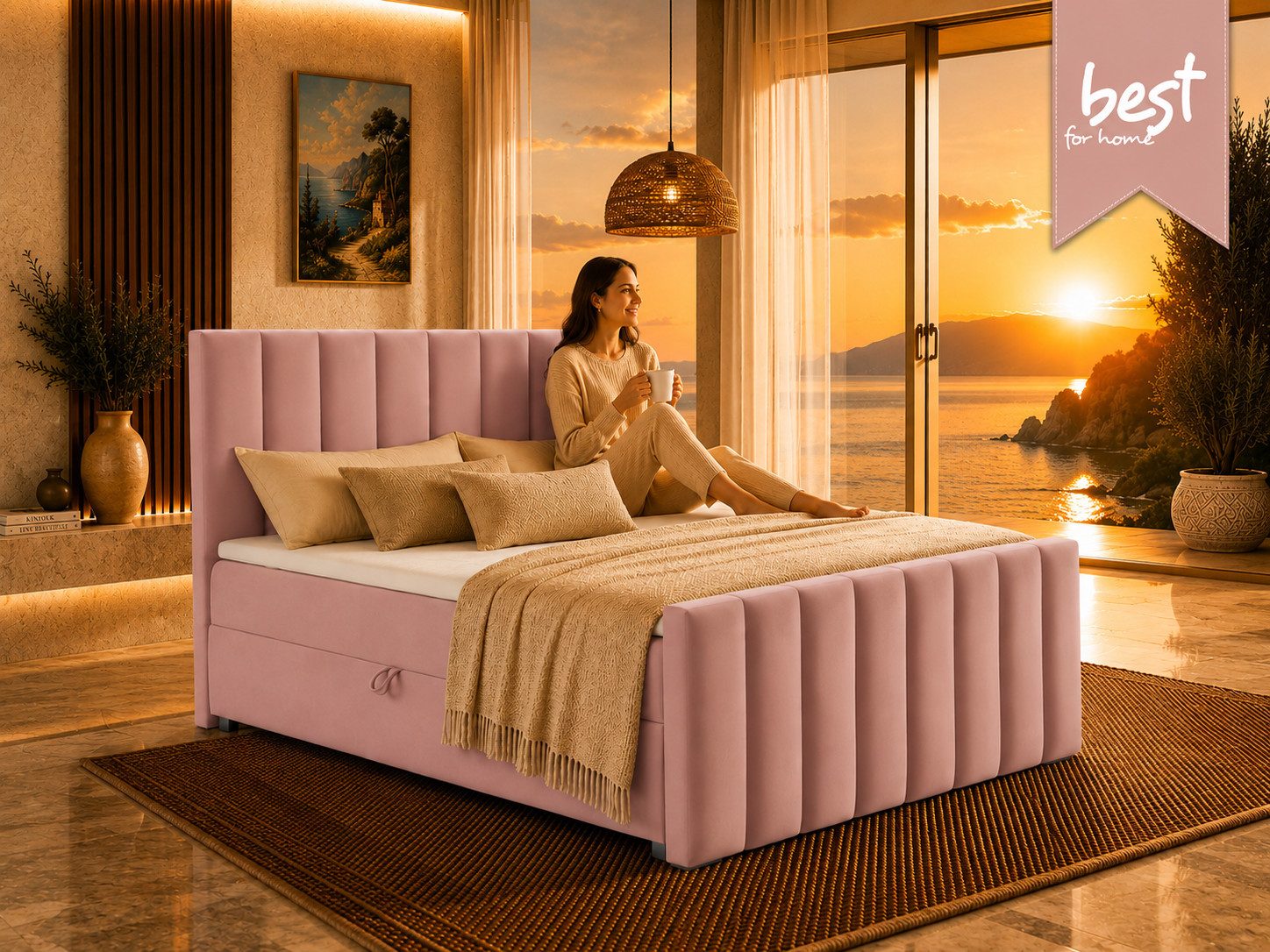 Best for Home Boxspringbett Trinity K10 mit Stauraum, Bonellmatratze & Komfort-Topper (Boxspringbett-Set, 1-St., 140x200 160x200 180x200 200x200 cm), Ergonomischer Schlafkomfort, praktischer Stauraum